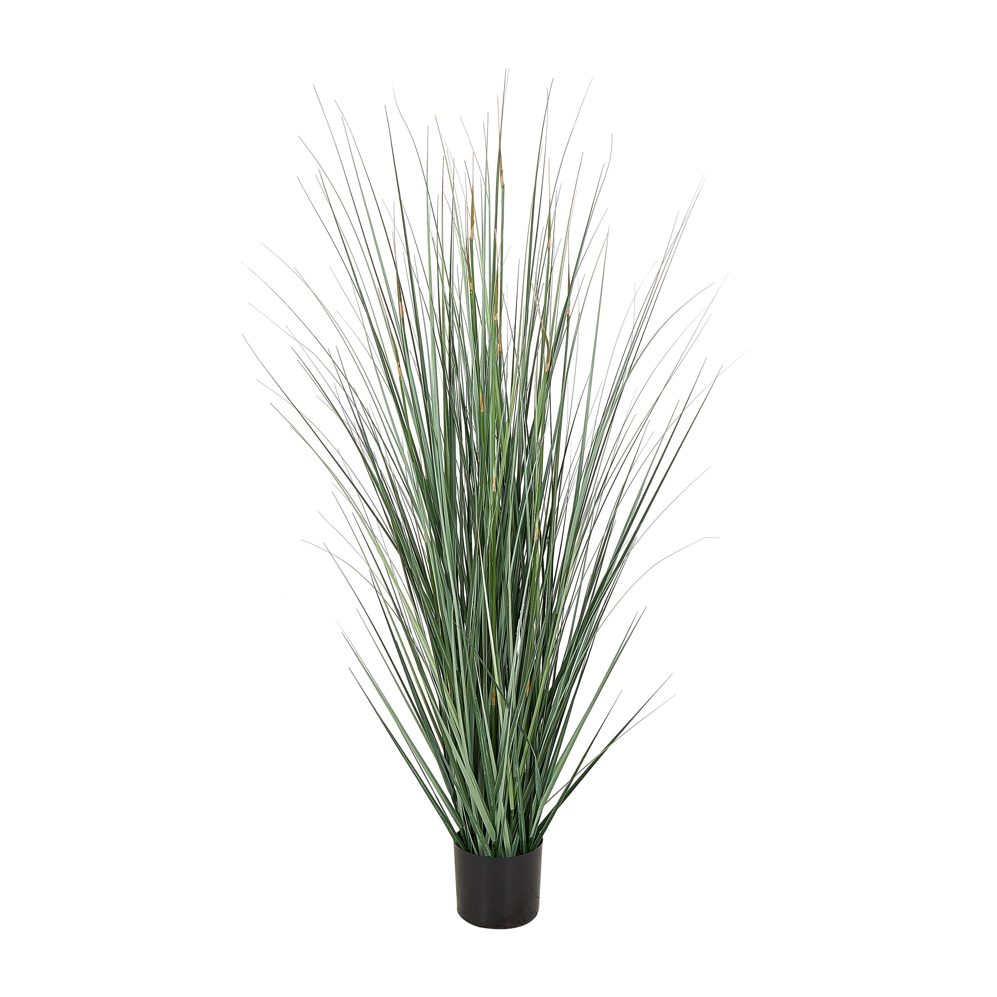 Green Faux Foliage Tall Onion Grass Artificial Plant with Black Plastic Pot