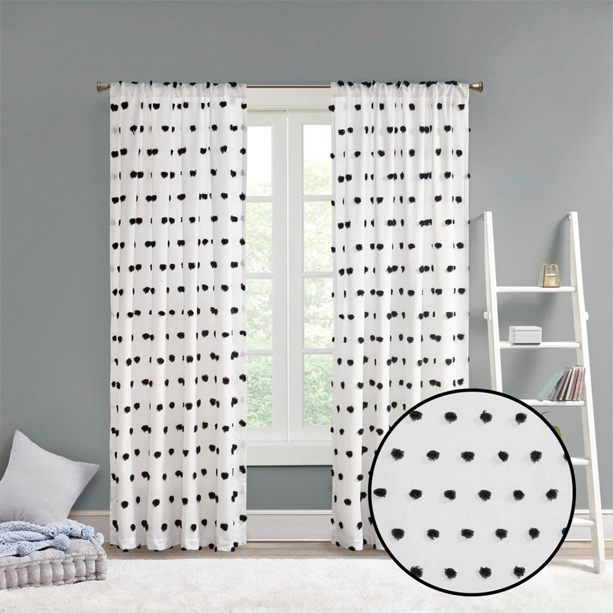 Pom Pom Embellished Curtain Panel(Only 1 Pc Panel)