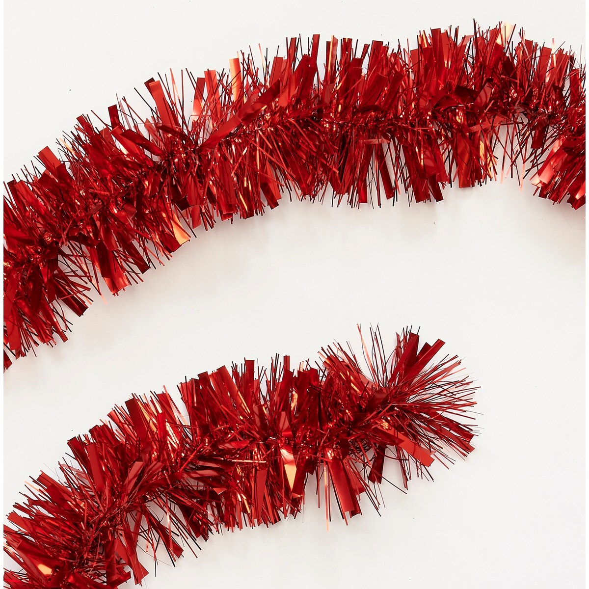 9' Luxury Metallic Tinsel Christmas Garland, Red, Set of 4 - Red - 9