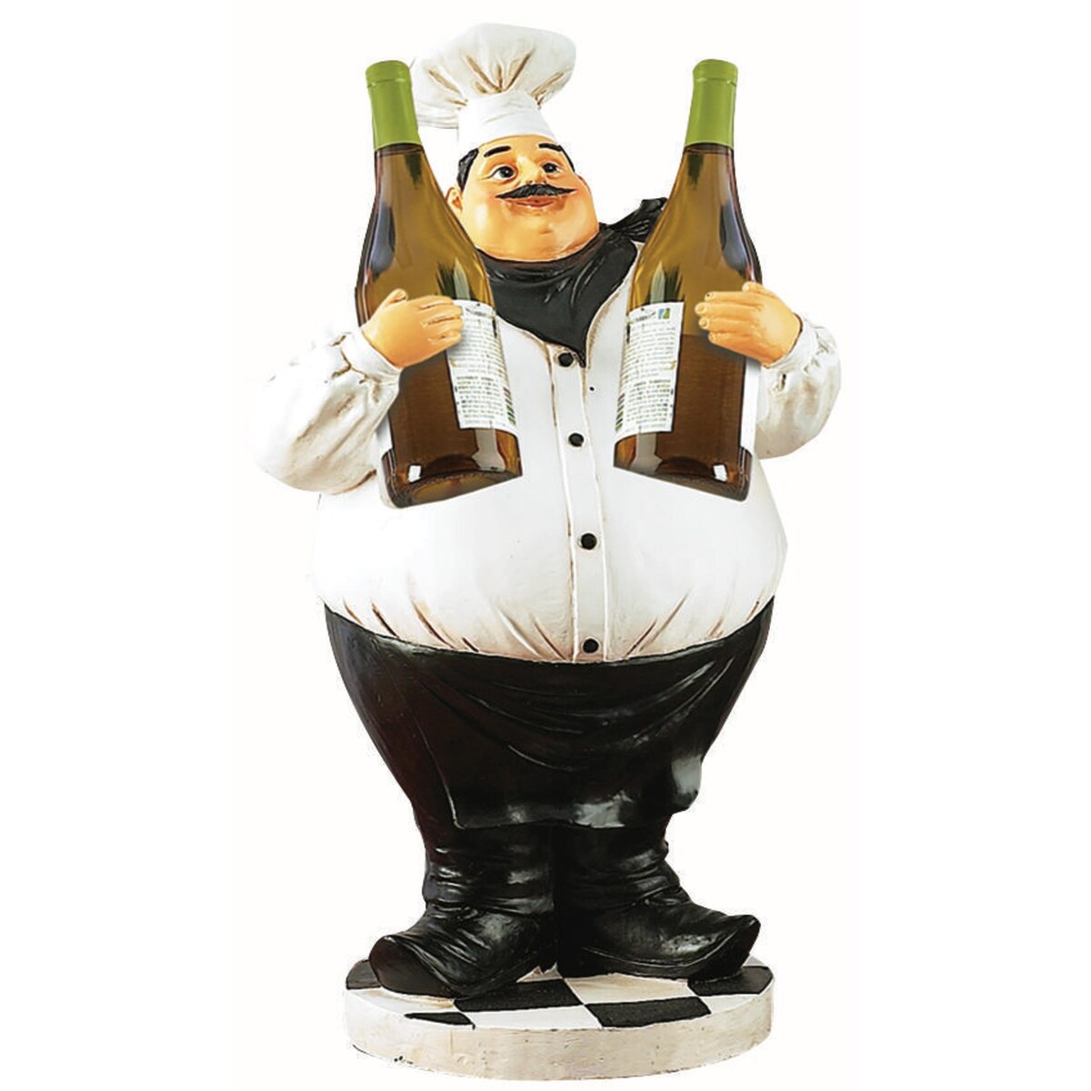 Polystone Chef Decorative Sculpture with 2 Wine Holder Slots - White - Roche River Decor