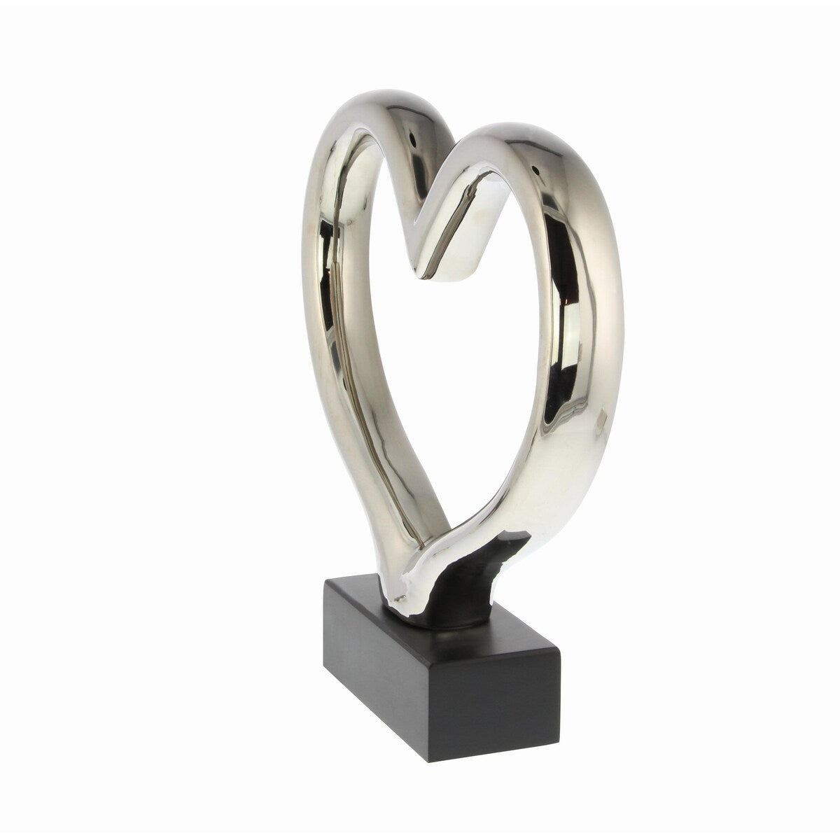 Ceramic Heart Decorative Sculpture with Black Base - Silver - The Novogratz