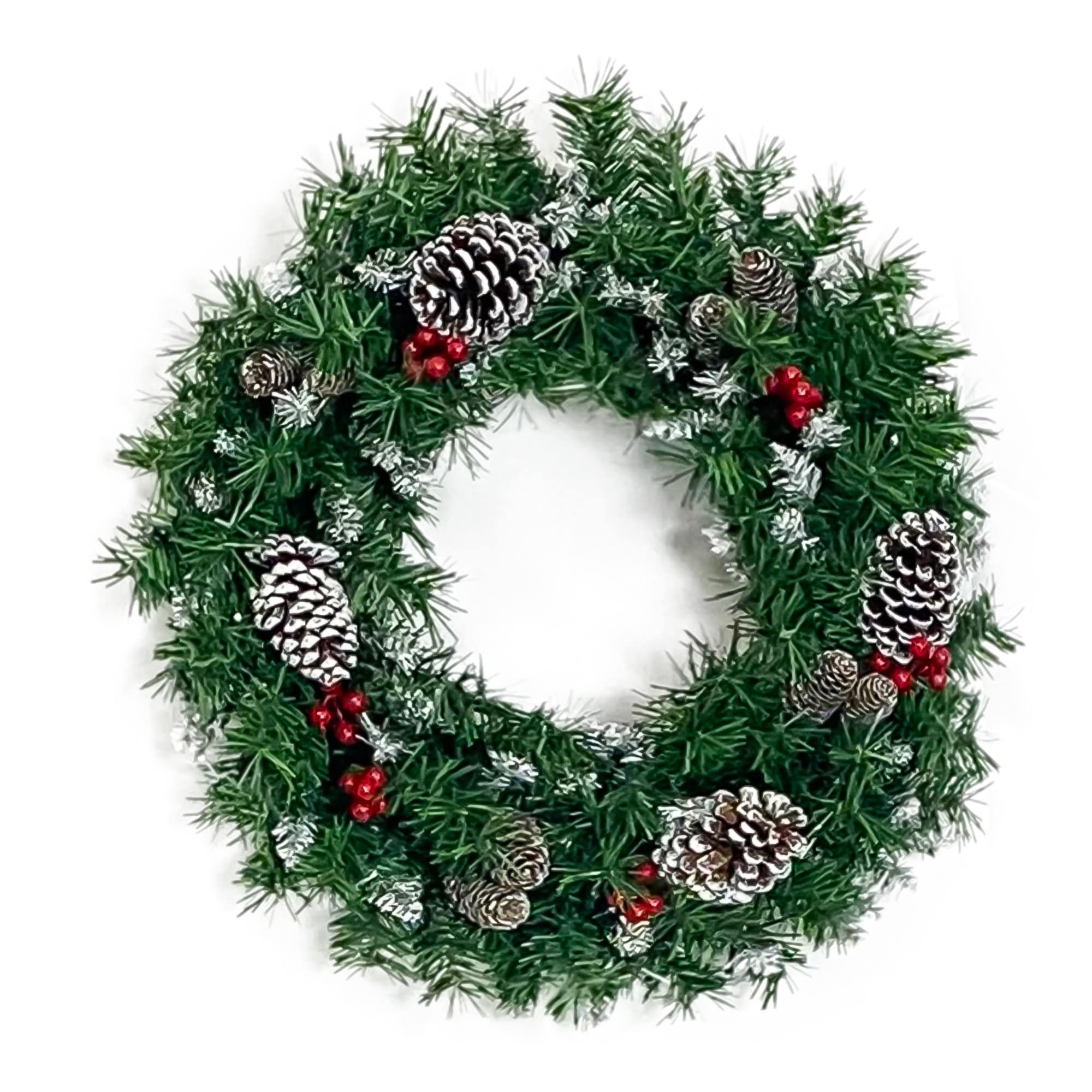 Artificial Christmas 4-Piece Set,Garland, Wreath and Set of 2 Entrance Trees X-mas with LED Lights, Christmas Tree