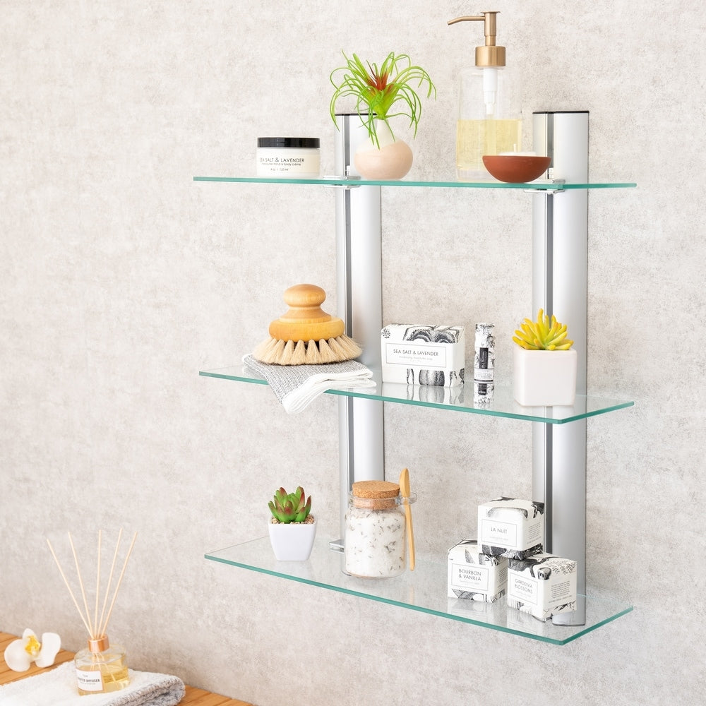 Danya B. Wall-mounted Glass Bathroom Shelving Unit