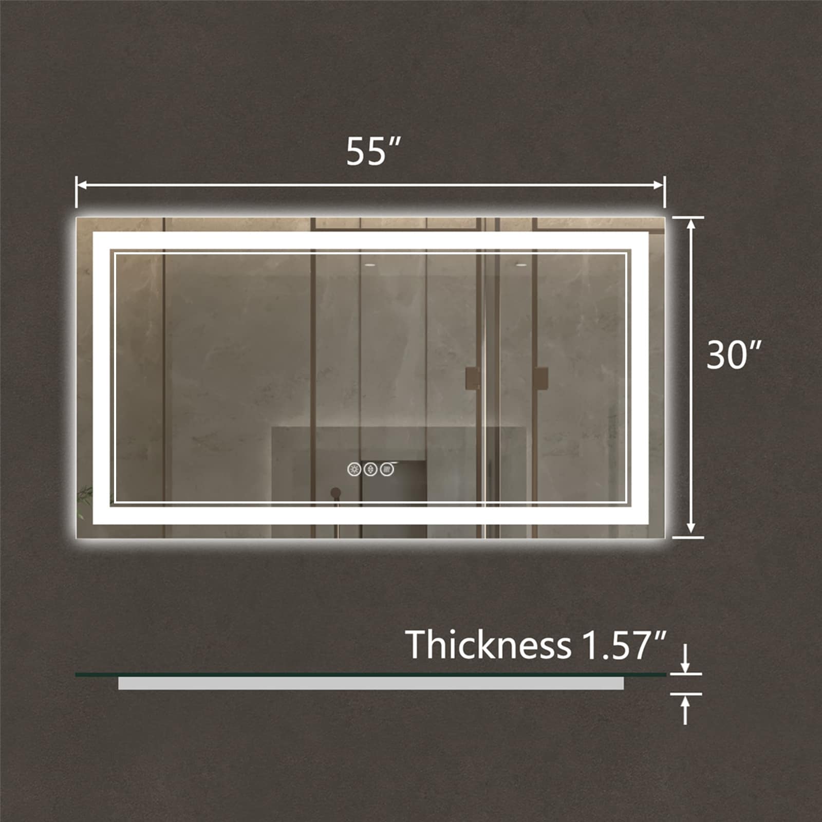 ExBrite Anti-Fog LED Bathroom Mirror with Endless Dimming