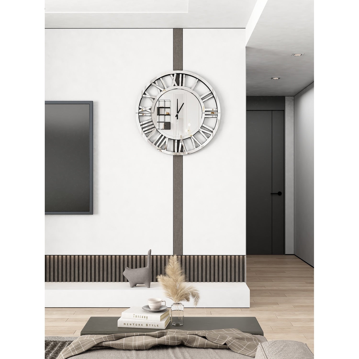 Round Wall Clock- Modern Clocks Mirrored Wall Decor