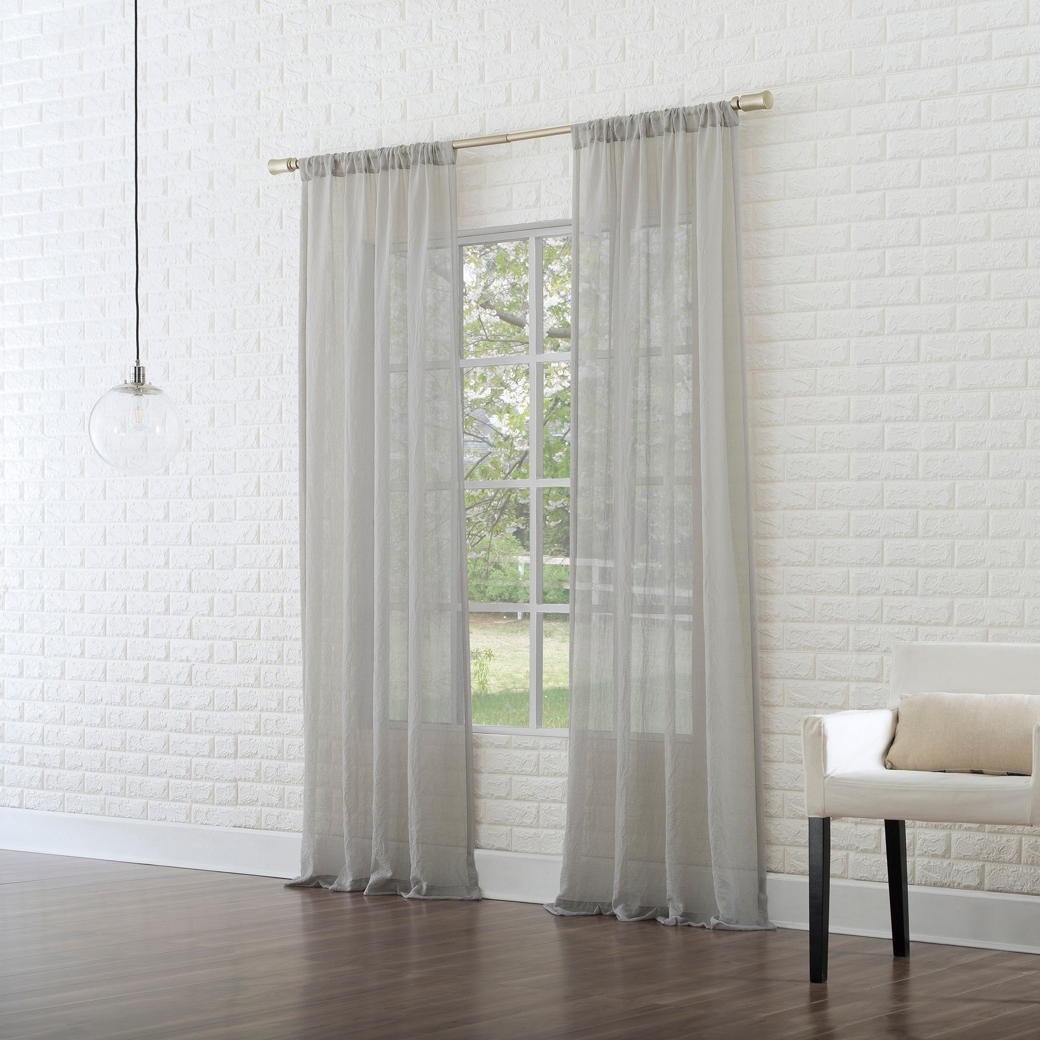 No. 918 Ladonna Crushed Texture Semi-Sheer Rod Pocket Curtain Panel, Single Panel