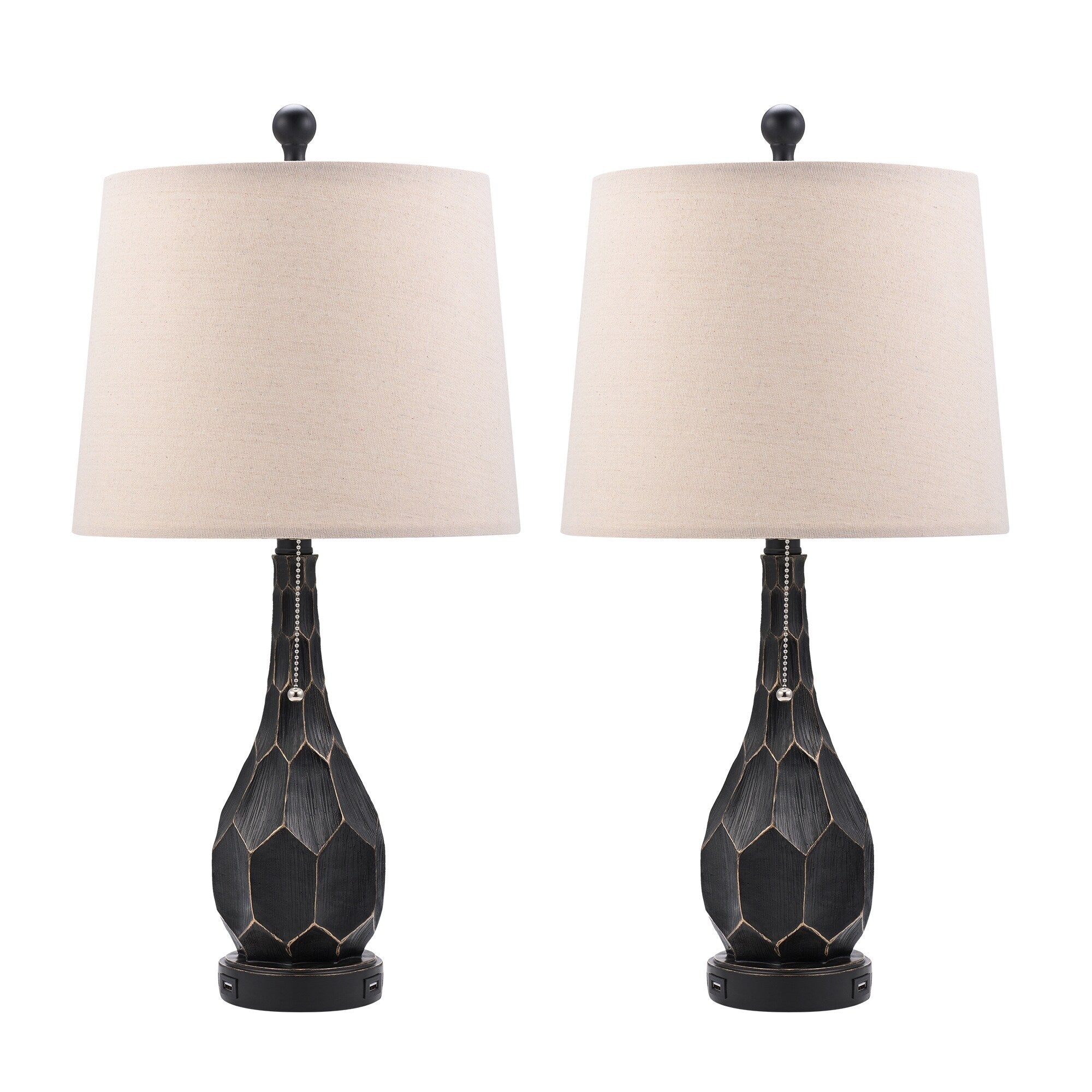 CO-Z Set of 2 Classic Table Lamps with USB Charging Ports