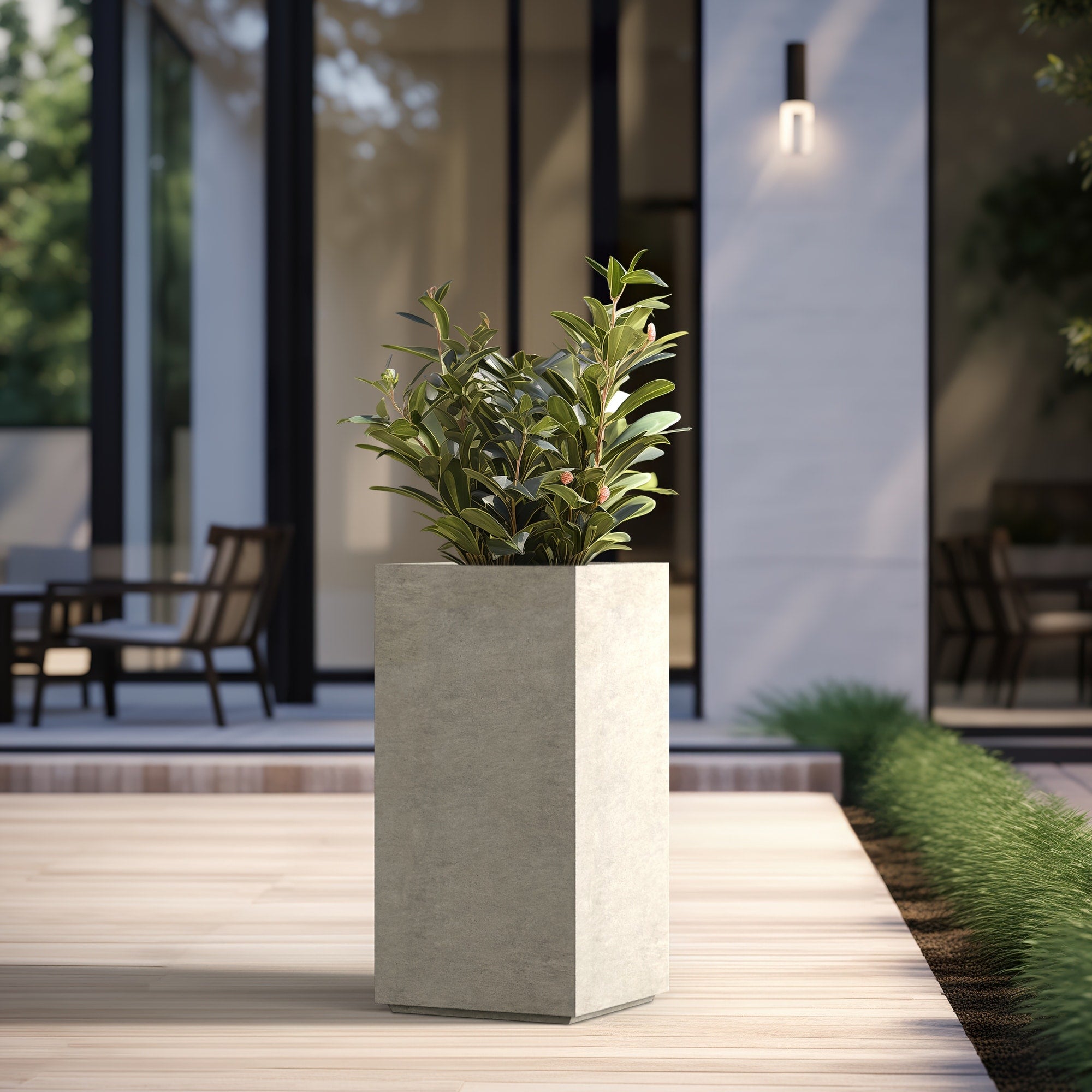 Tall Concrete Rectangle Plant Boxes / Large Indoor and Outdoor Flower Planters