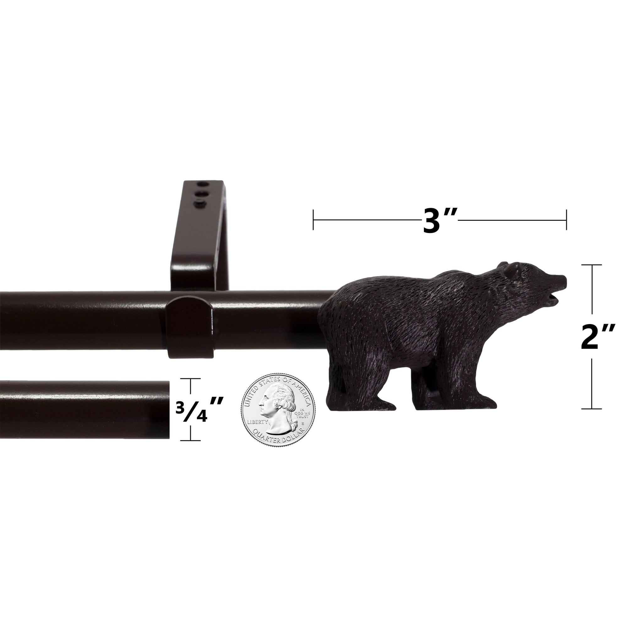 Farmhouse Bear 3/4 Curtain Rod Adjustable Designer Window Treatment Set