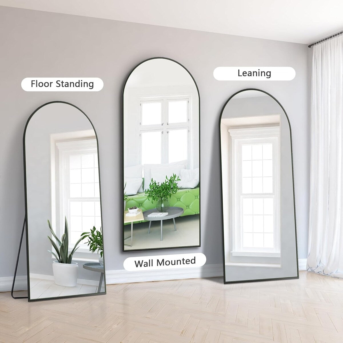 71x24 Inch Arch Full Length Mirror, Standing Floor Mirror, Full Body Mirror for Living Room, Bedroom, Bathroom (Wooden Frame)