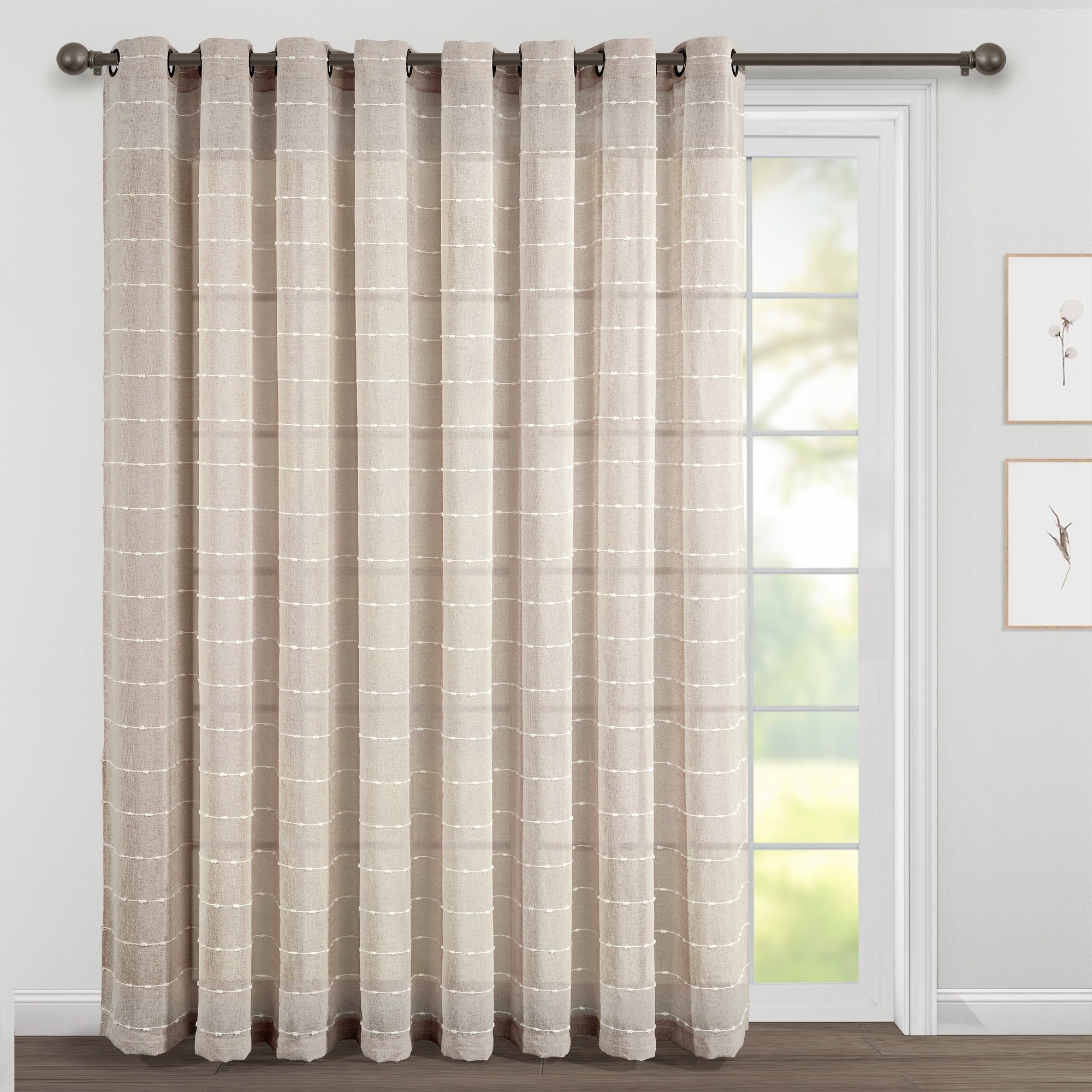 Lush Decor Farmhouse Textured Grommet Sheer Window Curtain Panel Pair