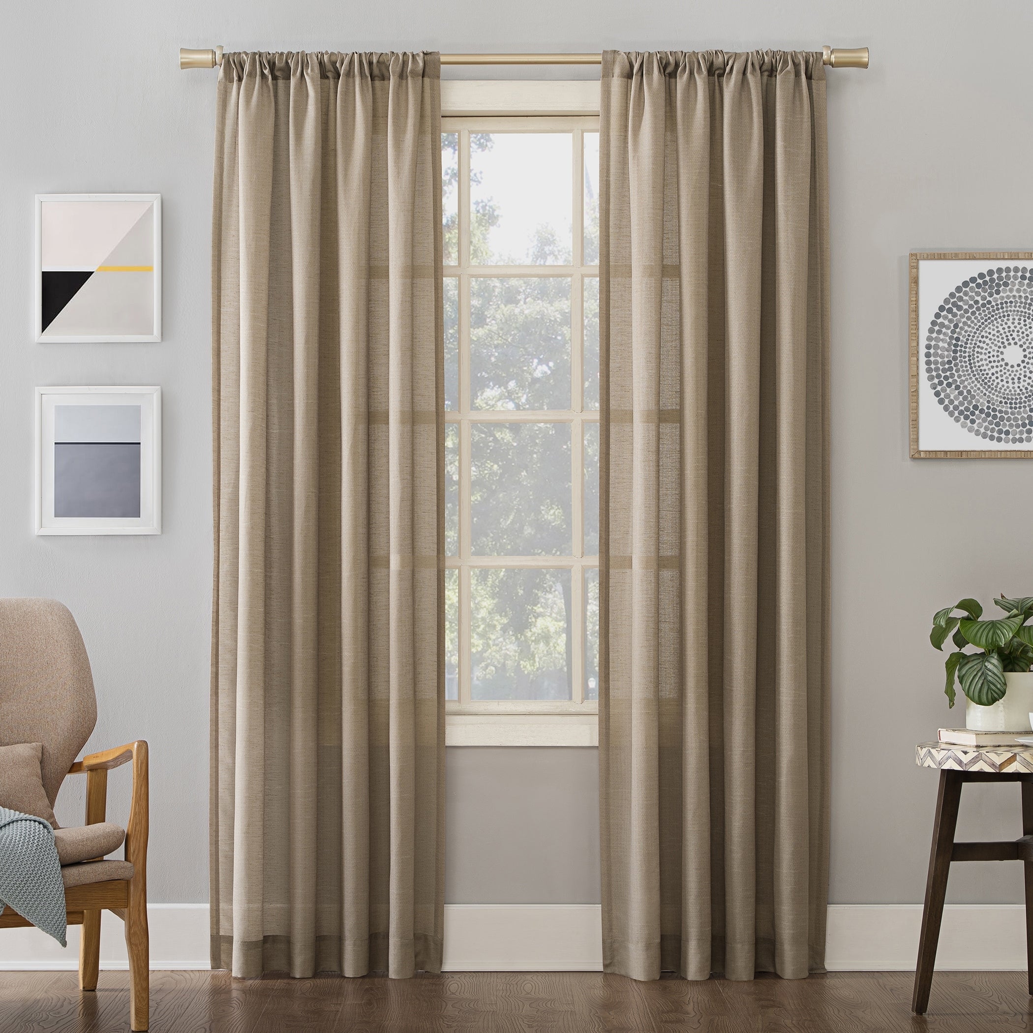 No. 918 Amalfi Linen Blend Semi-Sheer Rod Pocket 1-Piece Curtain Panel, Single Panel