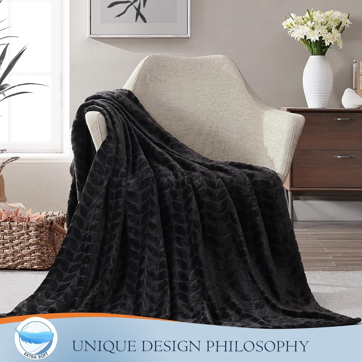 Walensee Fleece Throw Blanket Soft and Lightweight for Couch, Sofa, Bed and Lounge Chair, 50x60