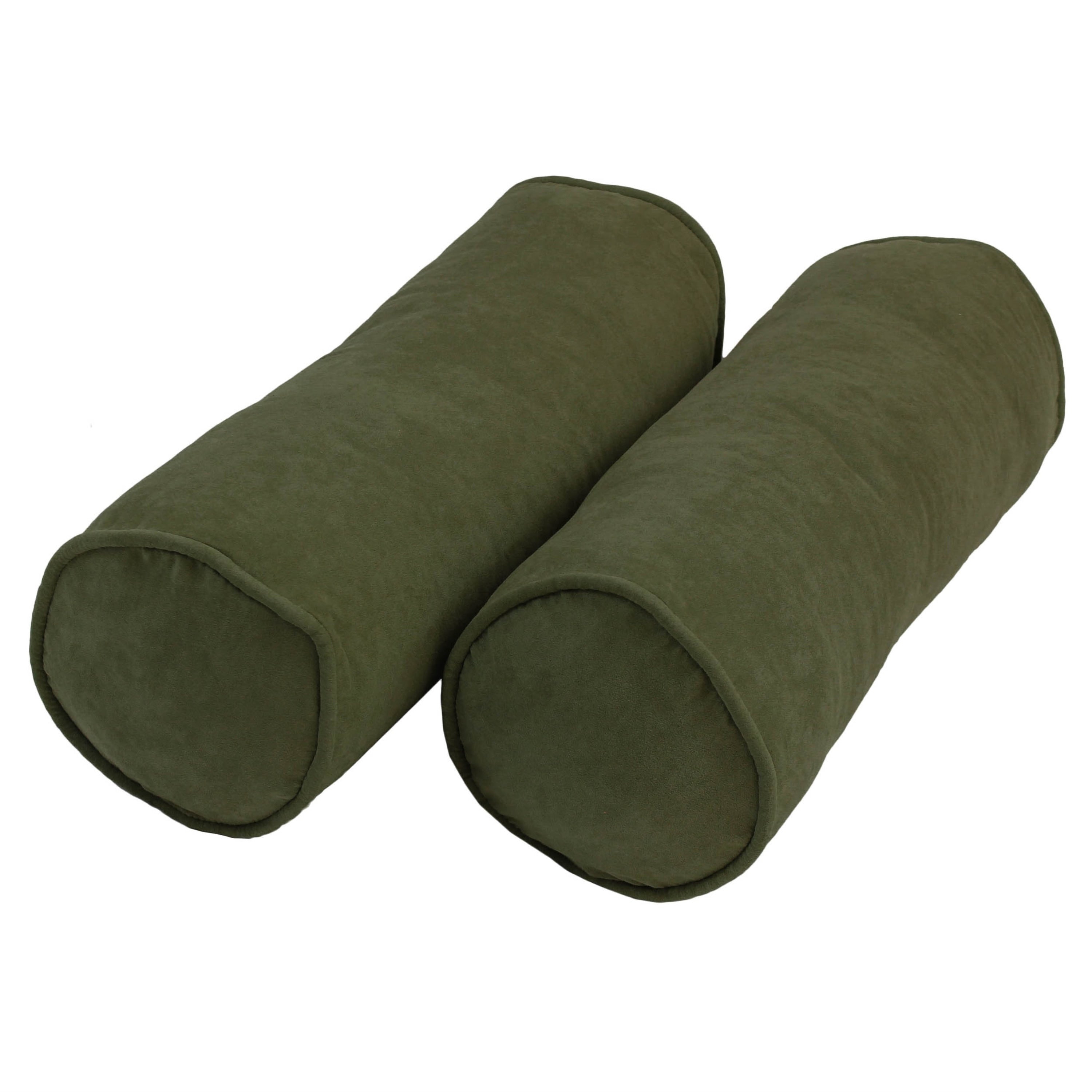 20-inch by 8-inch Corded Microsuede Bolster Pillows (Set of 2)