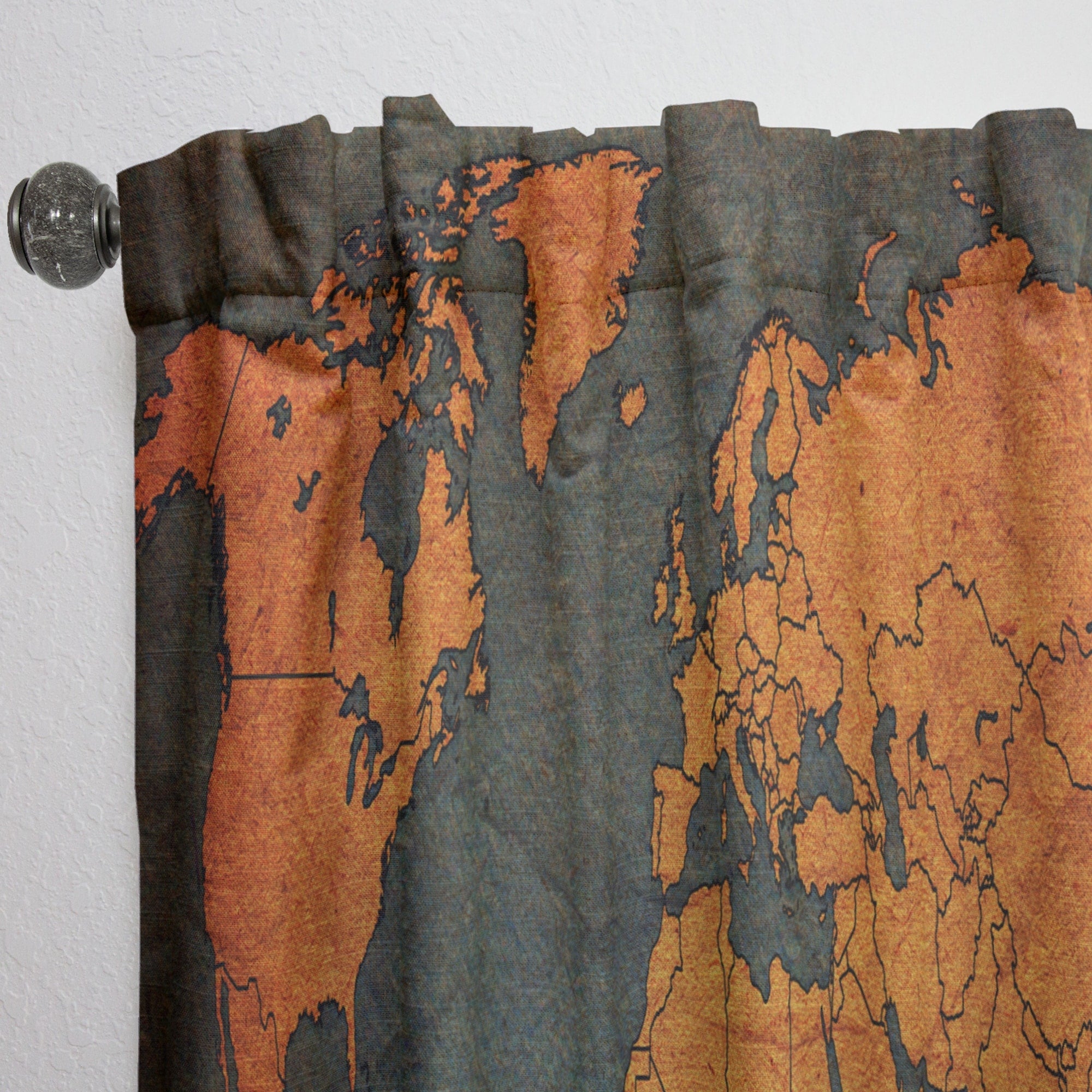 Designart 'Ancient Map of The World Africa' Vintage Curtain Single Panel