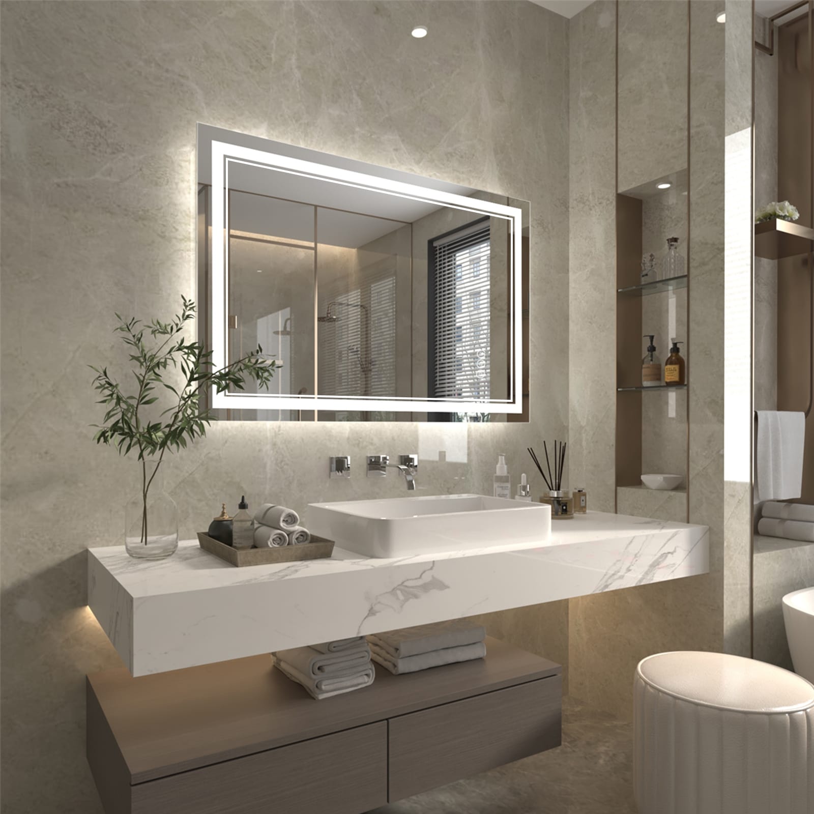 ExBrite Anti-Fog LED Bathroom Mirror with Endless Dimming