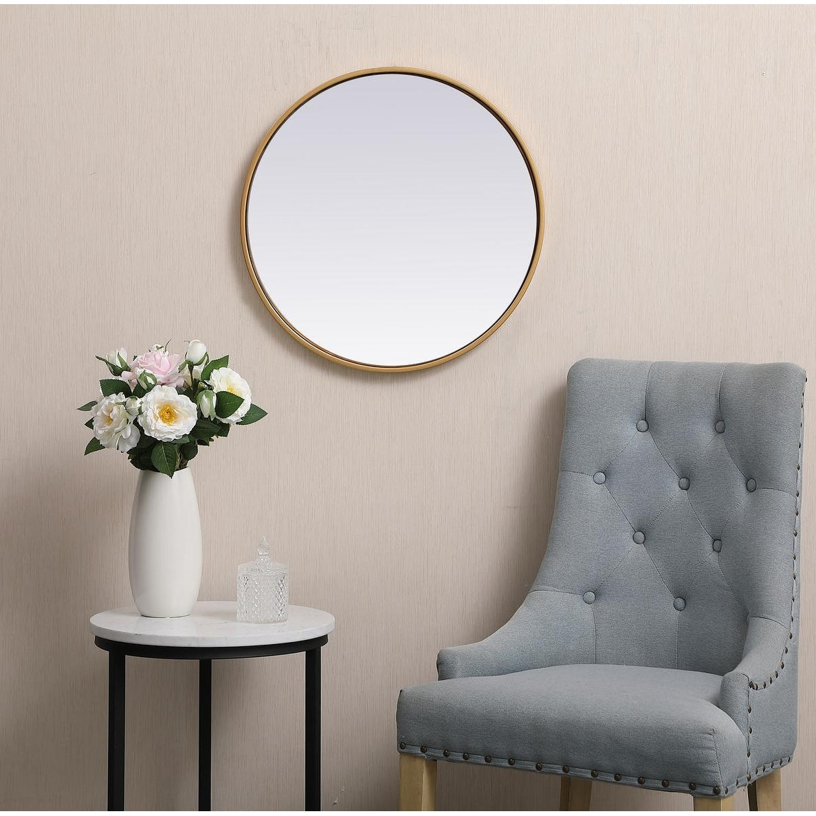 Carson Carrington Labbemala Metal Frame Round Mirror