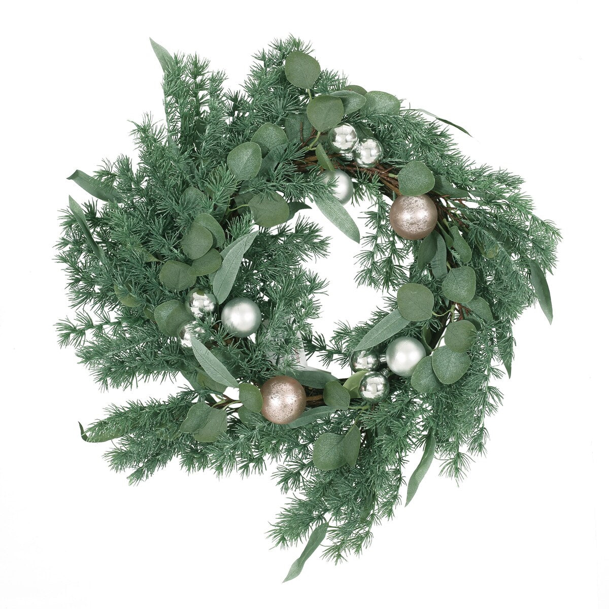 26 PineNeedle Wreath With Ball - Green