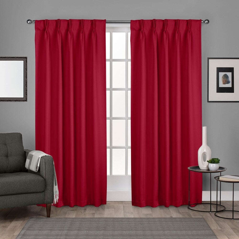 ATI Home Sateen Twill Woven Room Darkening Blackout Pinch Pleat/Hidden Tab Top Curtain Panel Pair