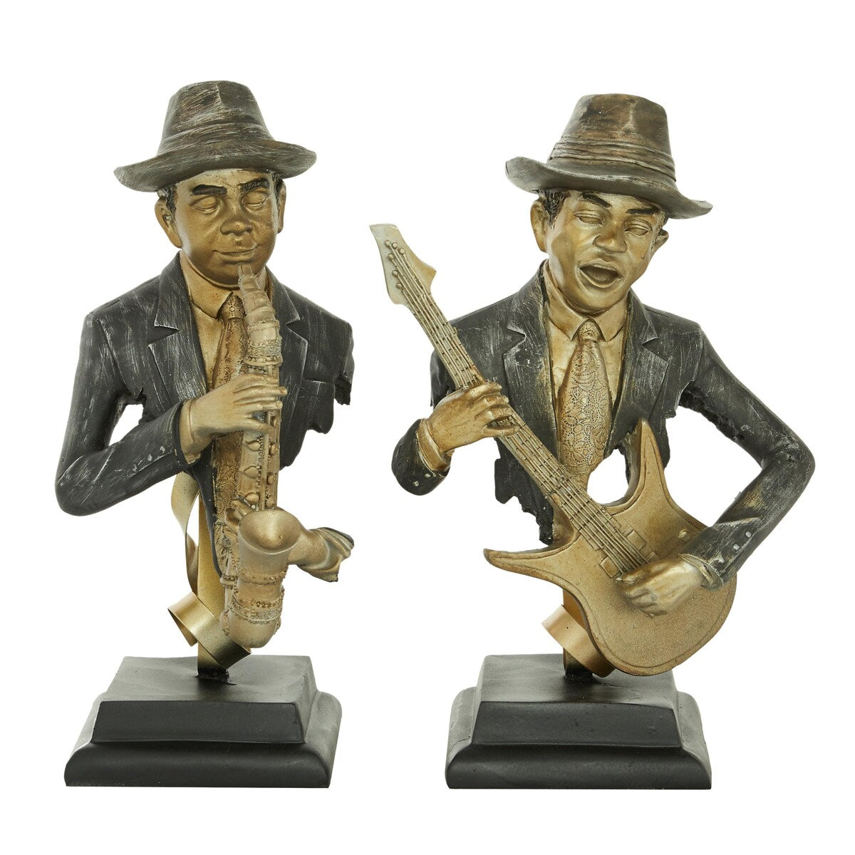 Polystone Musician Decorative Sculpture - Set of 2 Gold - Roche River Decor