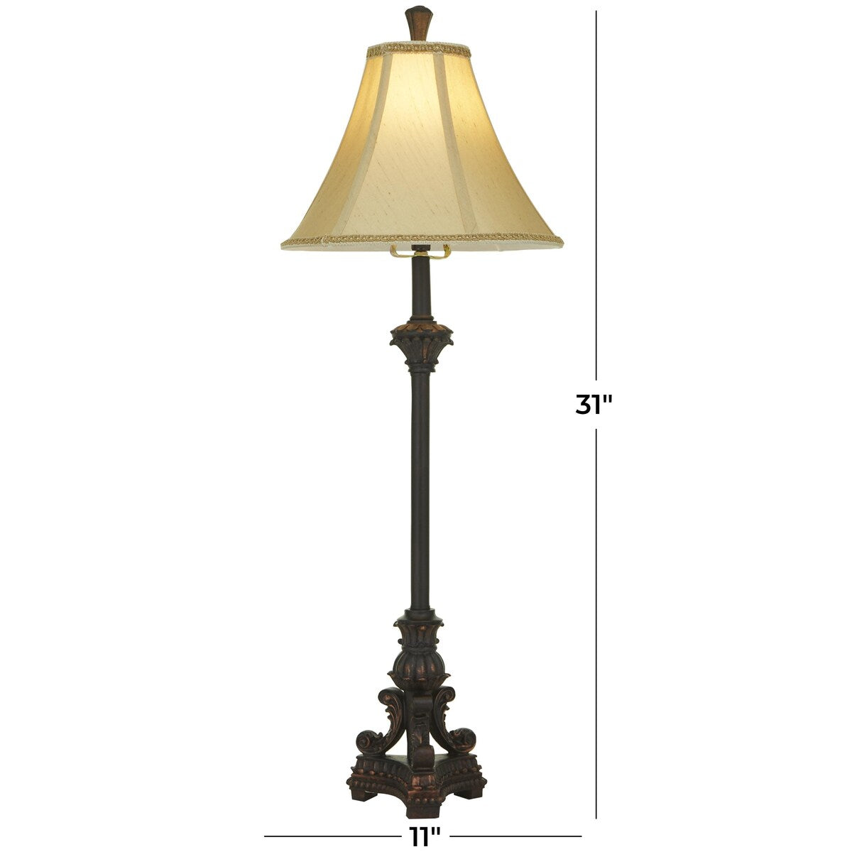 Polystone Antique Style Room Buffet Lamp with Tassel Pull Chain - Bronze - Roche River Decor