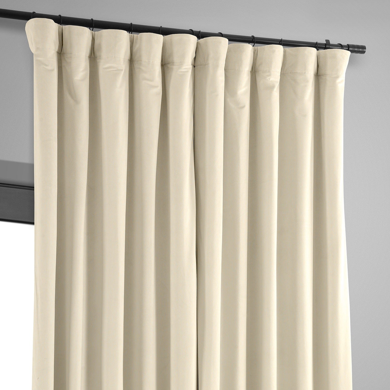 Exclusive Fabrics Signature Extra Wide Ivory Velvet Blackout Curtain (1 Panel) - Luxurious Blackout Drapery for Elegant Décor