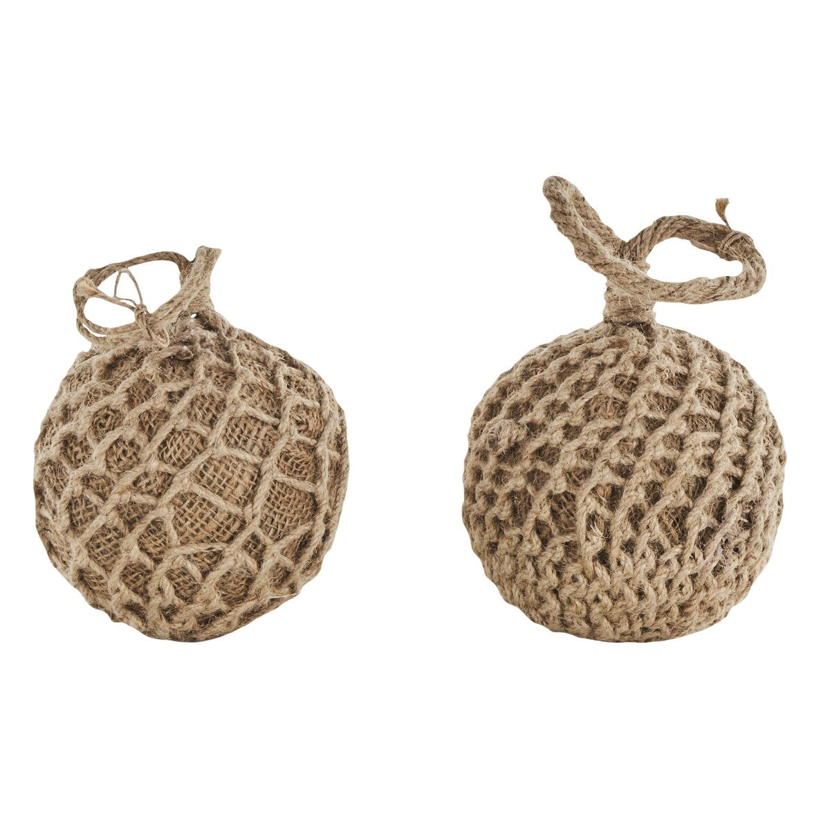 Cement Stone Knot Handmade Woven Layered Orb Decorative Sculpture with Handles - Set of 2 Brown - Roche River Decor