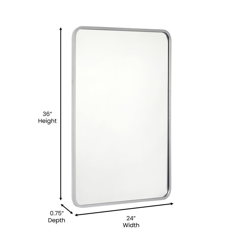 Wall Mount Shatterproof Rectangular Accent Wall Mirror with Metal Frame