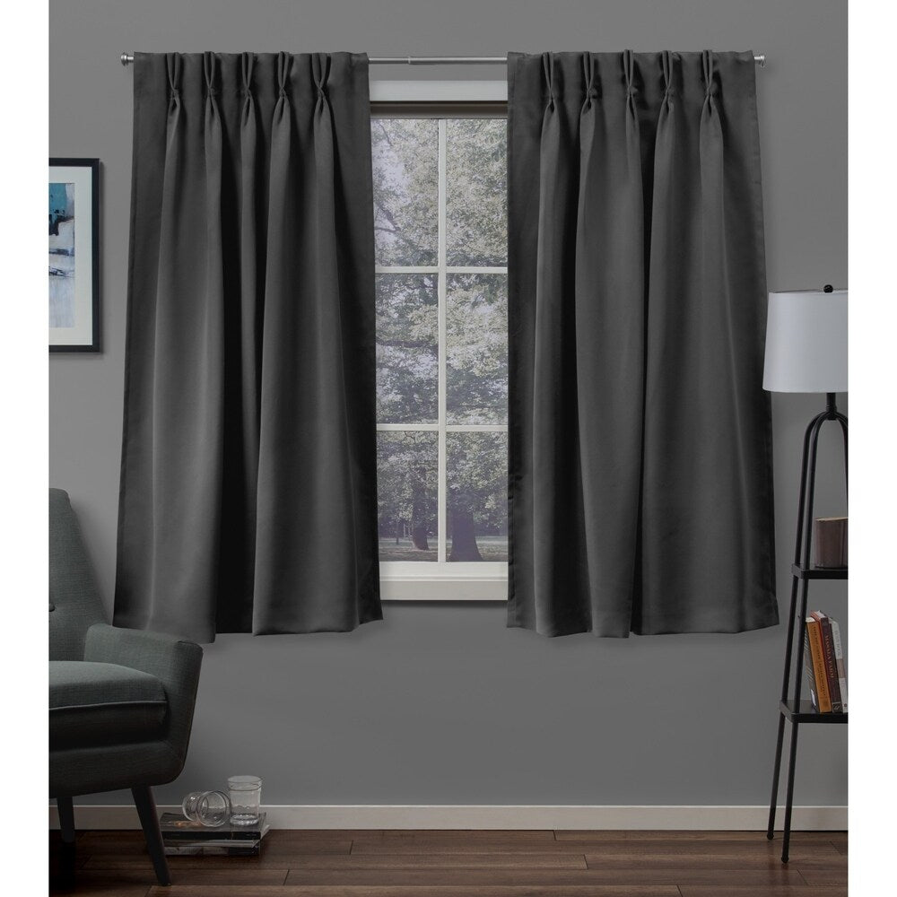 ATI Home Sateen Twill Woven Room Darkening Blackout Pinch Pleat/Hidden Tab Top Curtain Panel Pair