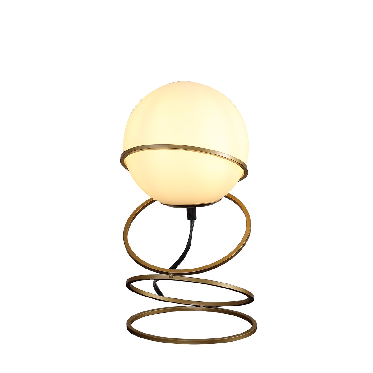 13.5 In. Matte Gold Globe Glass Metal Table Lamp