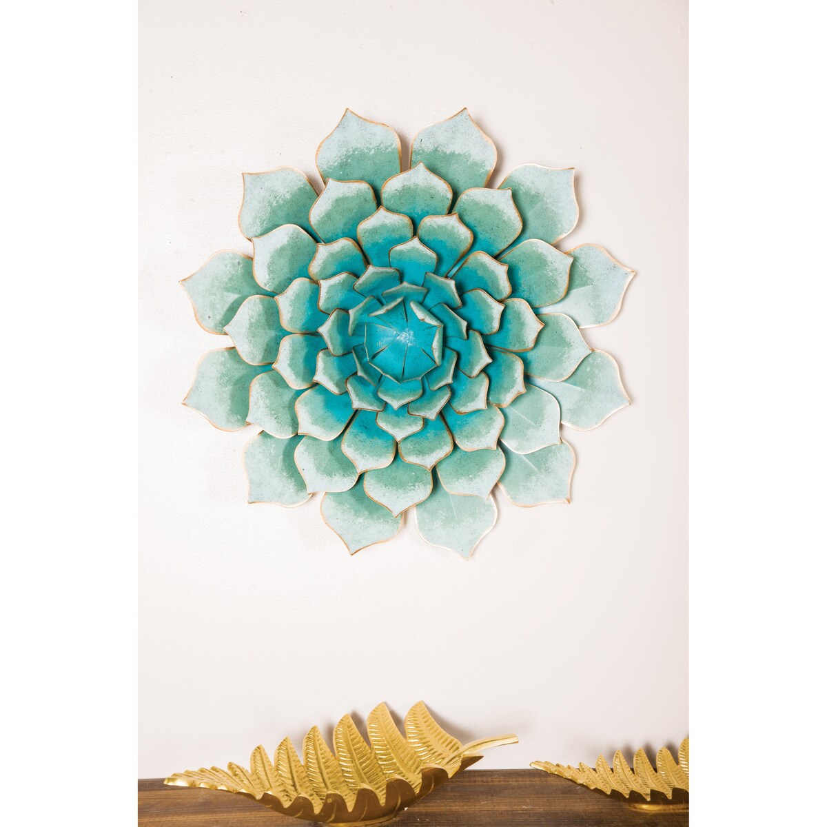 Metal Floral Home Wall Decor - Teal - Roche River Decor