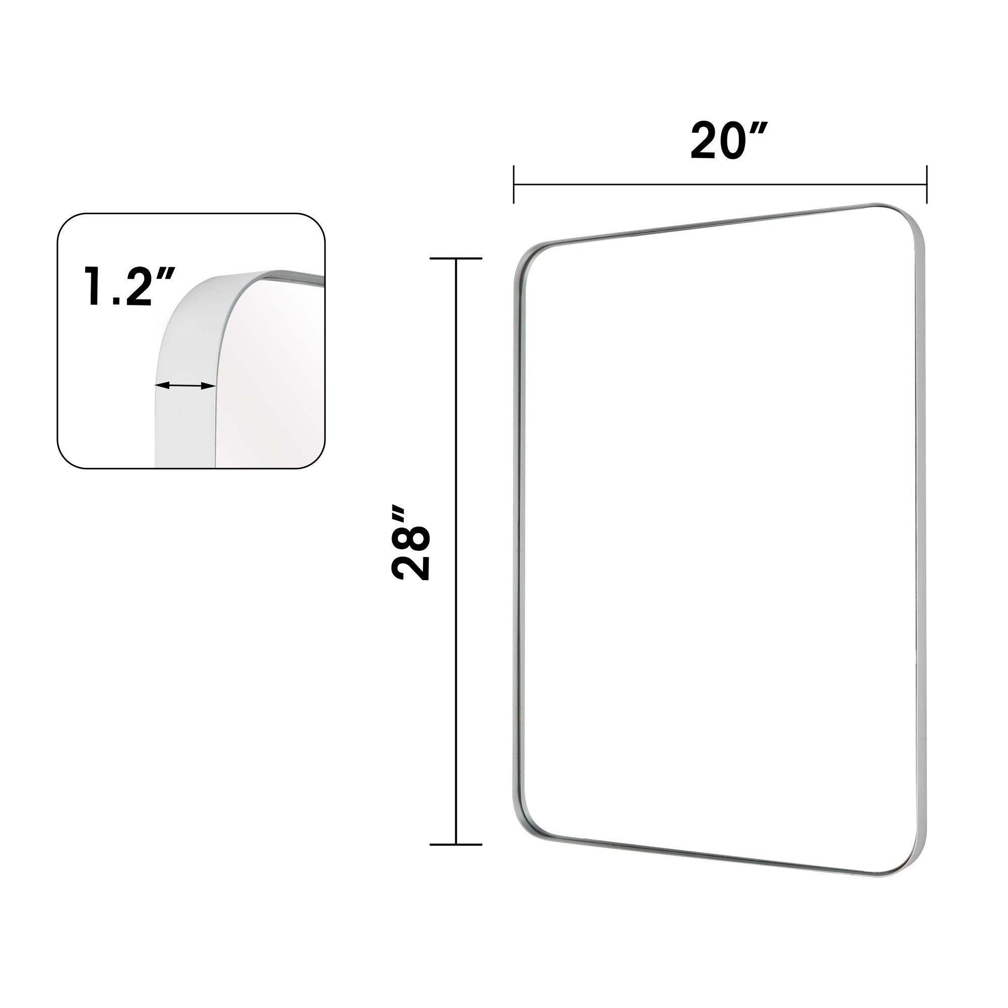 Wall Mirror Vanity Mirror Bathroom Mirror with Round Corner (1 Piece)