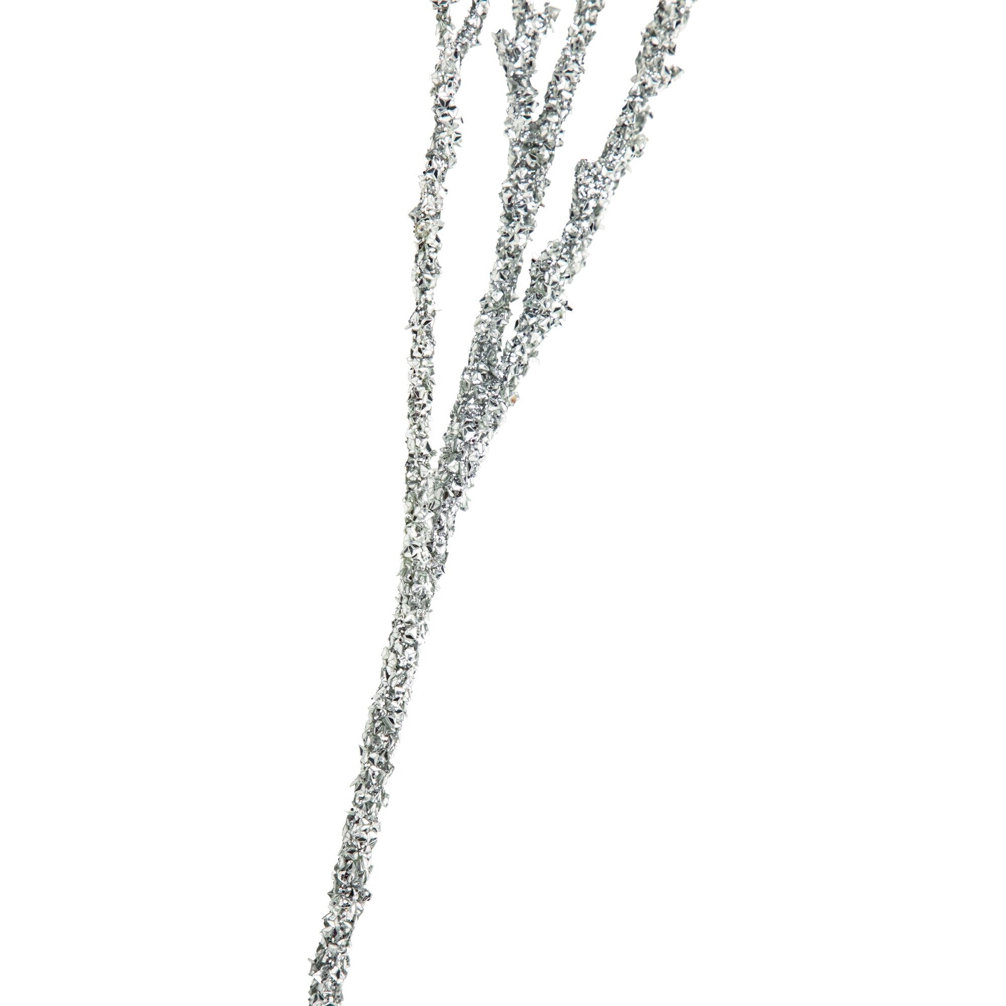 31 Glittered Silver Artificial Twig Christmas Spray