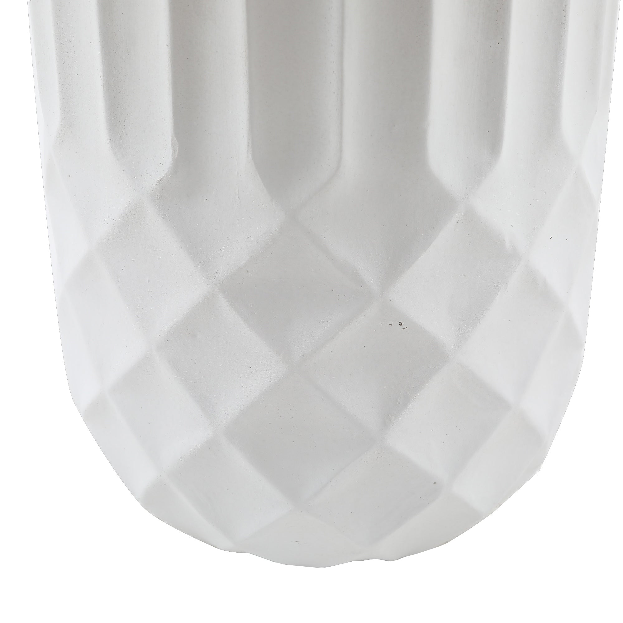 Handmade White Geometric Pattern Fiber Stone Round Tall Pot Planters