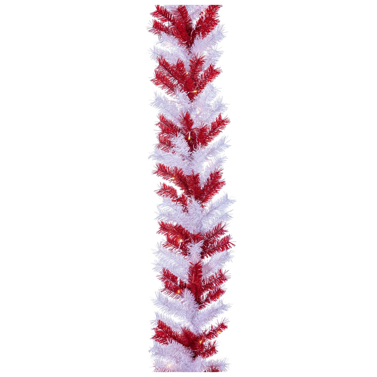 Festive 9 Foot Pre Lit White and Red Garland - Multi