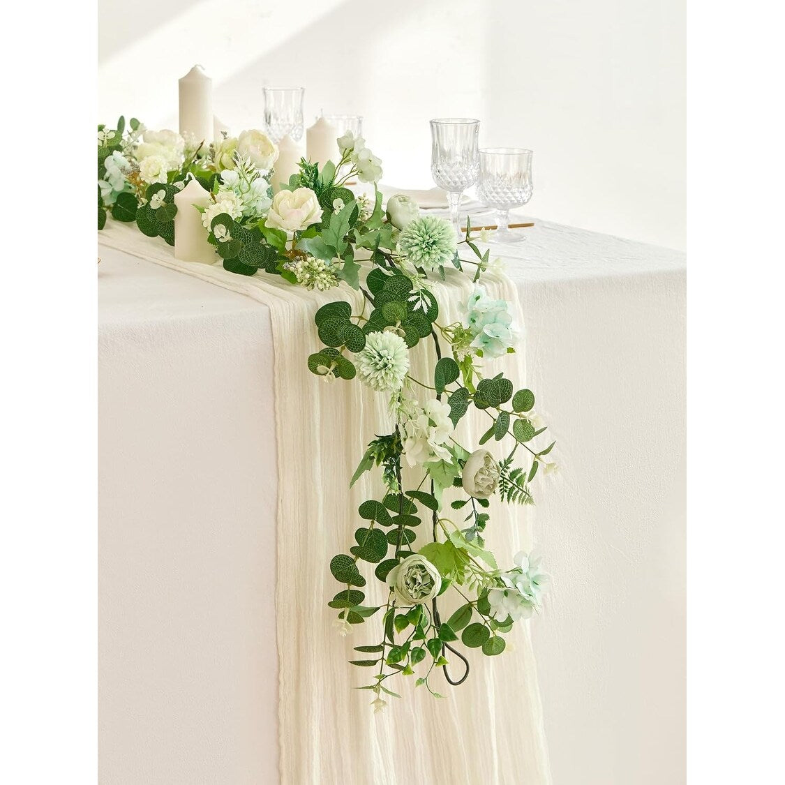 5.9Ft Eucalyptus Garland, Artificial Fake Flower Greenery Garland