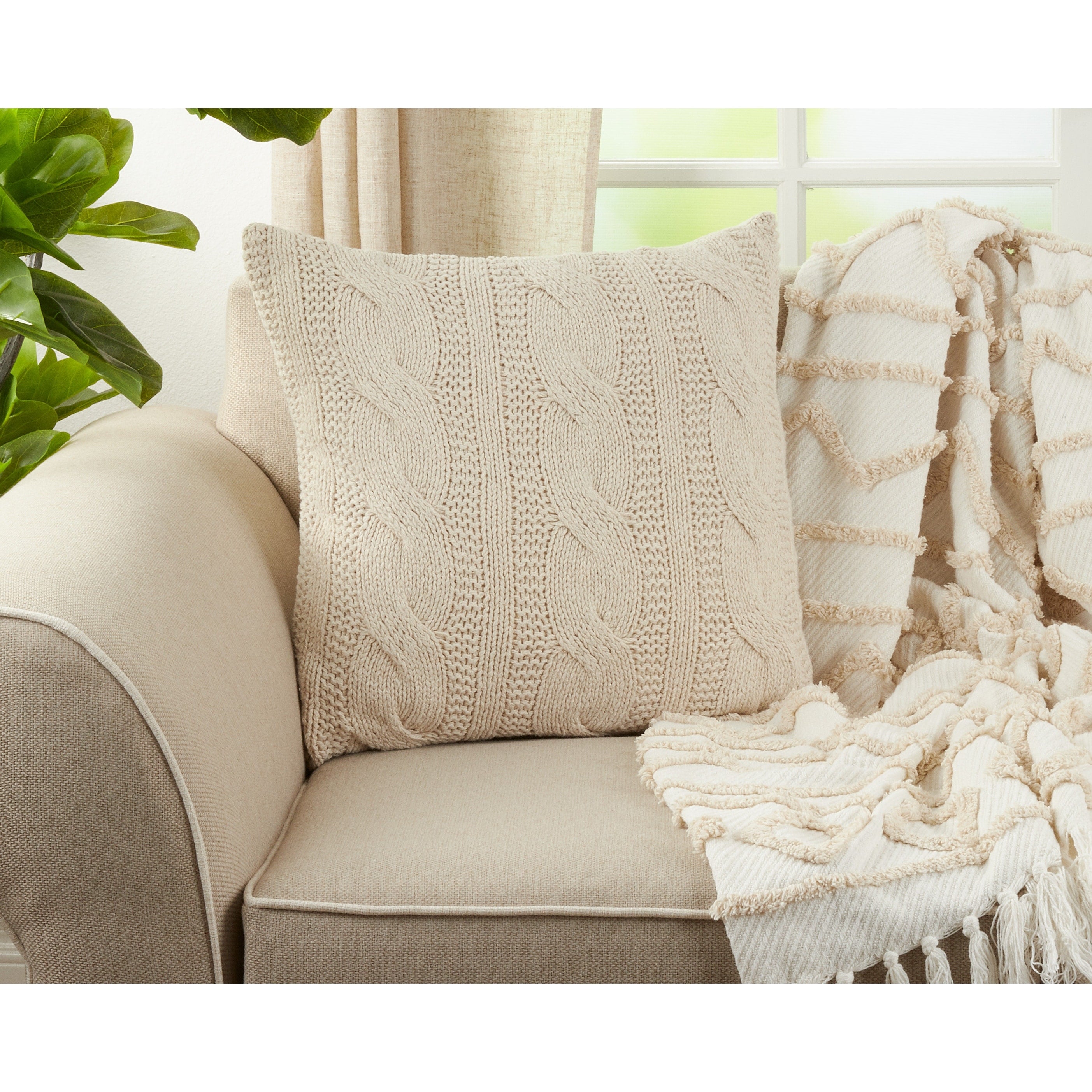 Cable Knit Design Throw Pillow