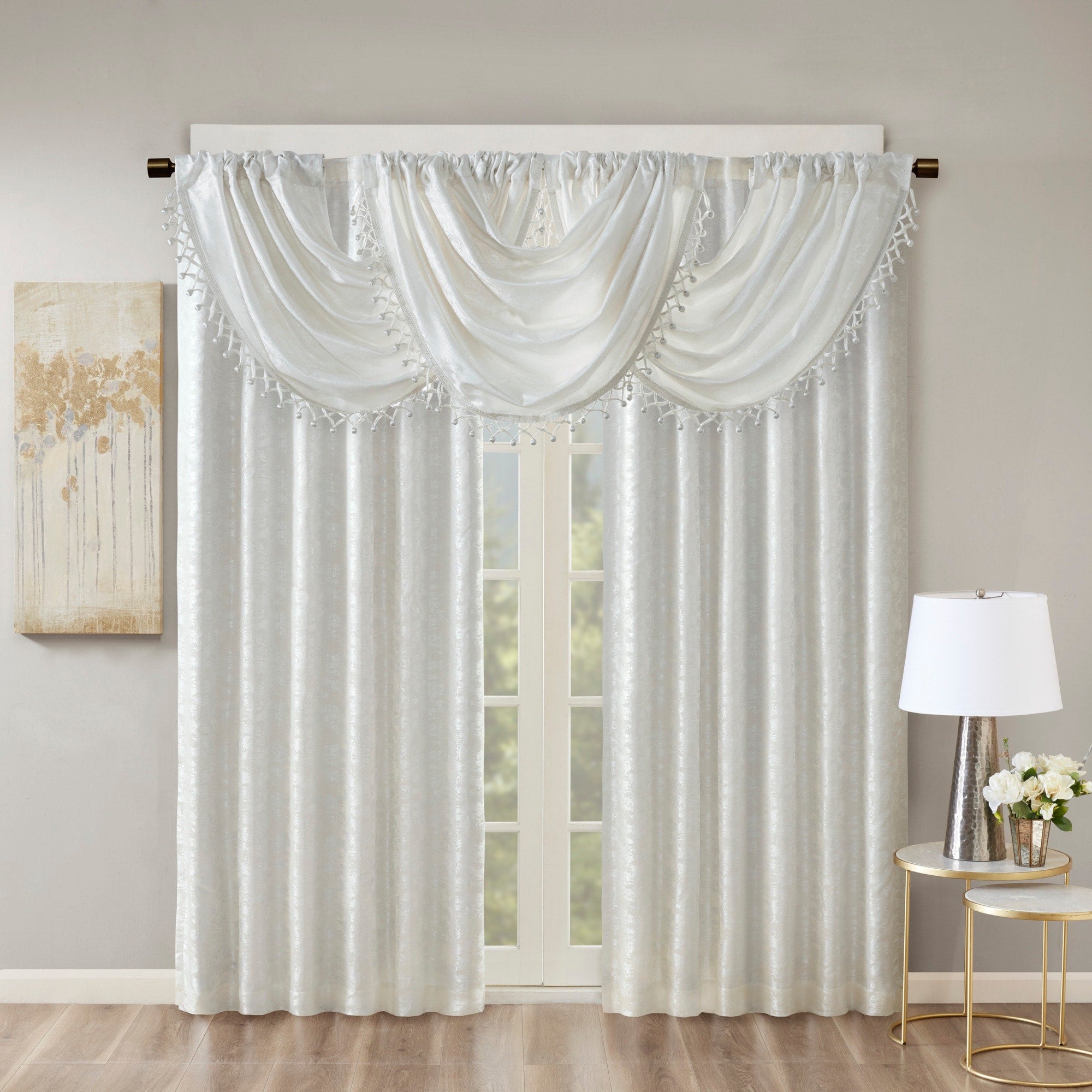 SunSmart Odessa Marble Jacquard Lined Total Blackout Rod Pocket/Back Tab Curtain Panel