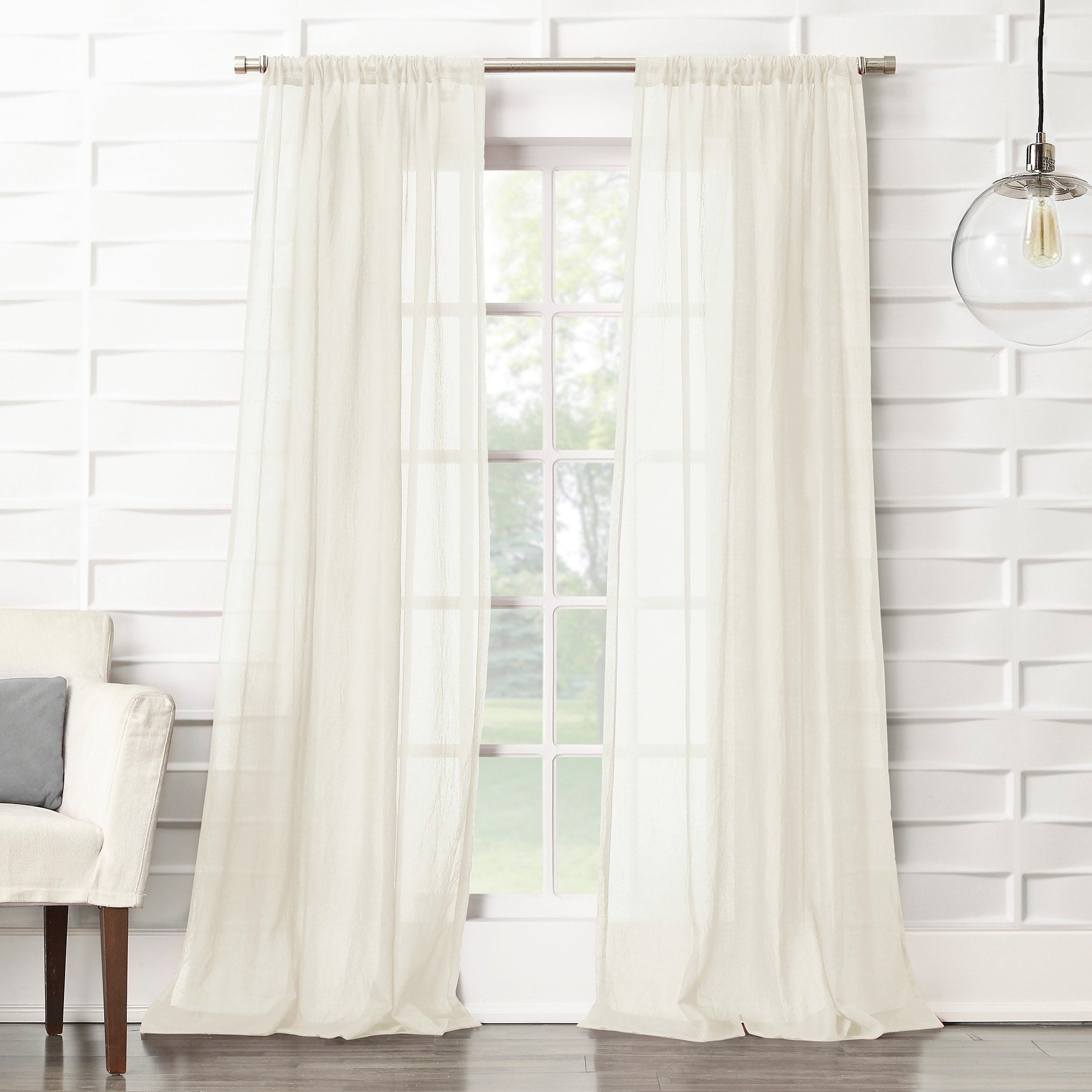 No. 918 Ladonna Crushed Texture Semi-Sheer Rod Pocket Curtain Panel, Single Panel