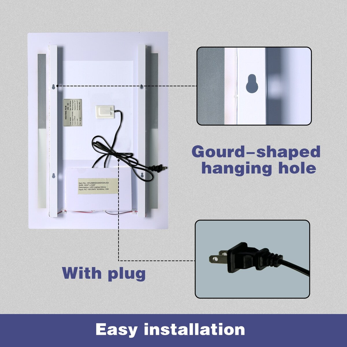 ExBrite LED Bathroom Mirror with Defog and Stepless Dimming