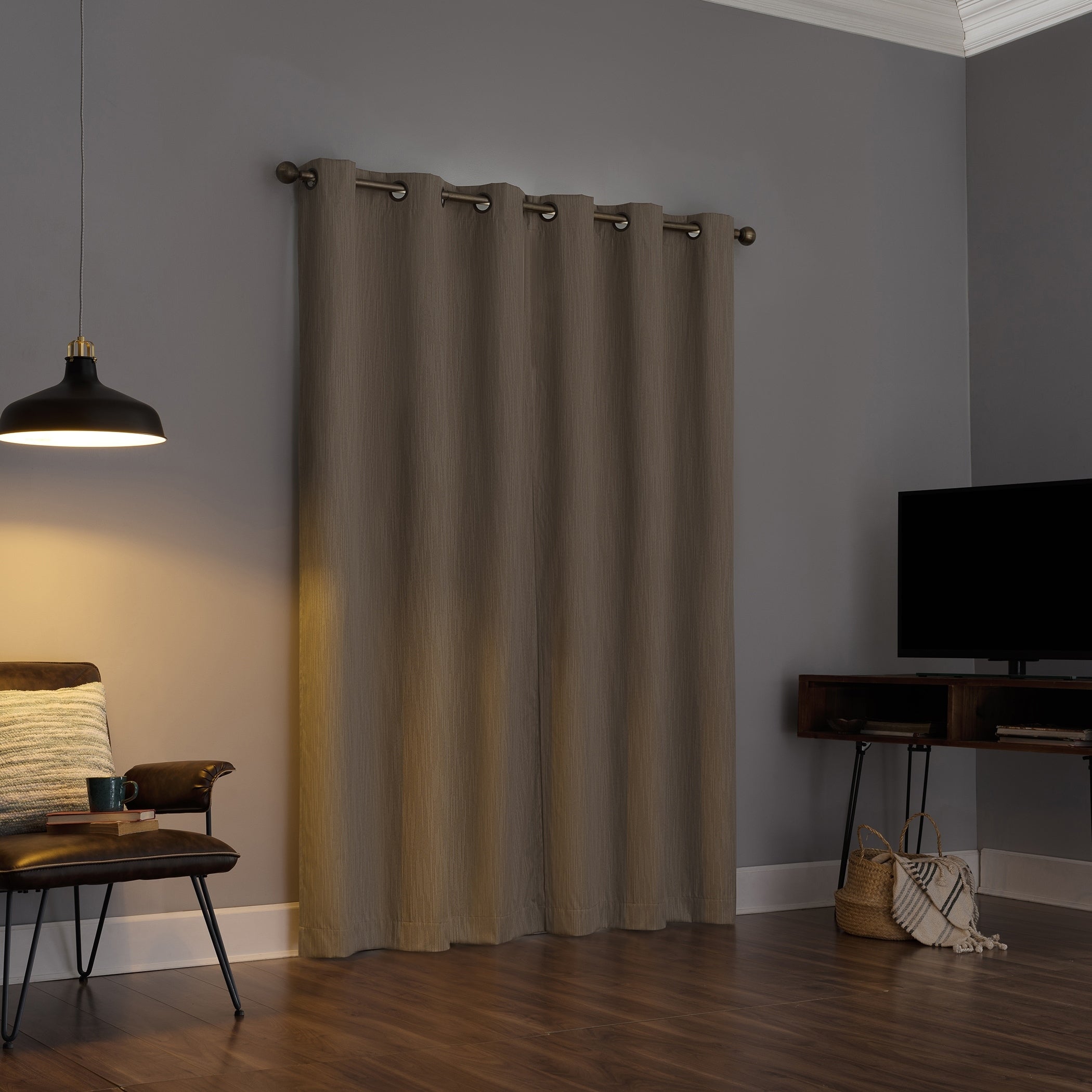 Sun Zero Damon Pinstripe Stitch Thermal Extreme Total Blackout Grommet Curtain Panel, Single Panel