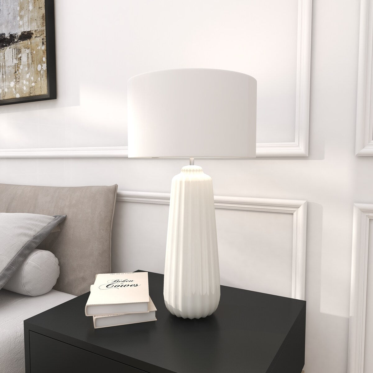 Ceramic Ribbed Room Table Lamp - White - Roche River Decor