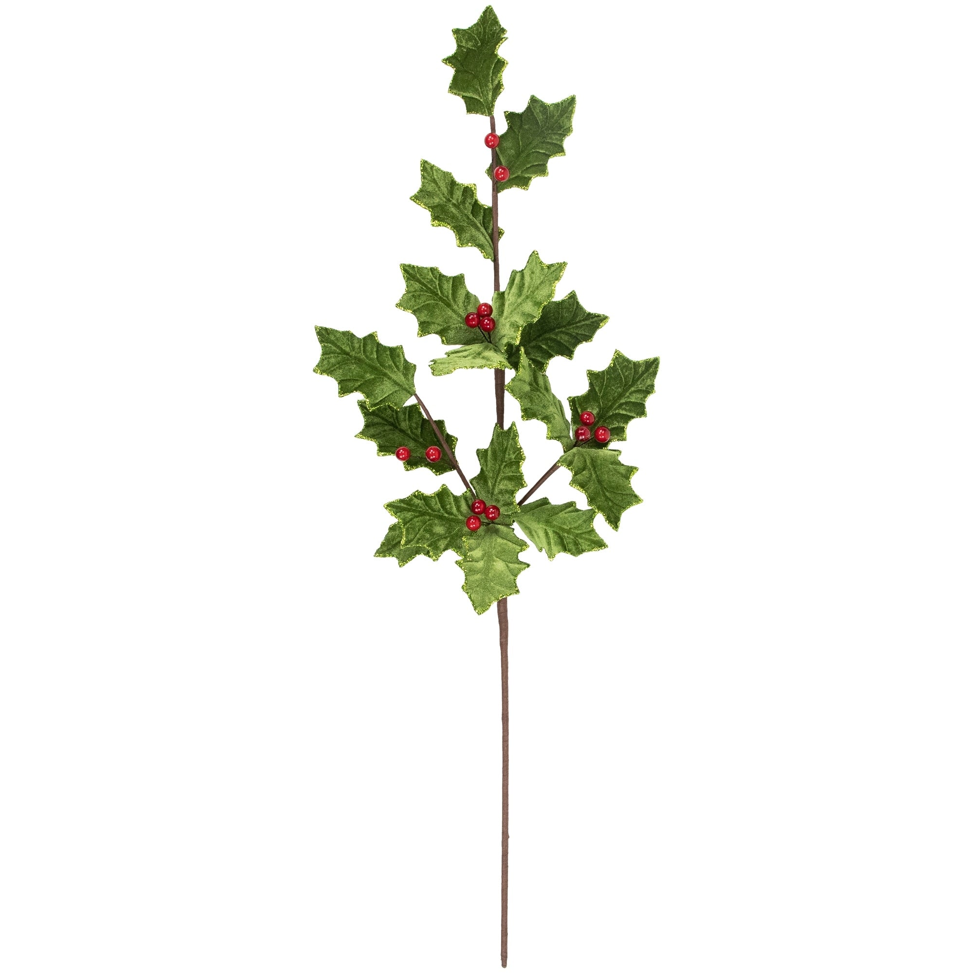 31 Green and Red Glittered Mistletoe Spray