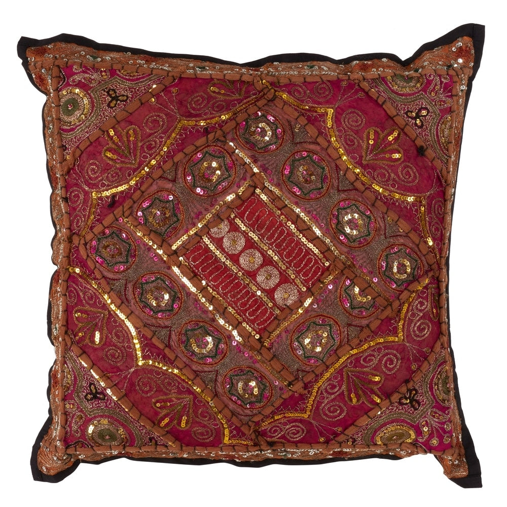 Handmade Sari Sitara Down-filled Cotton Throw Pillow