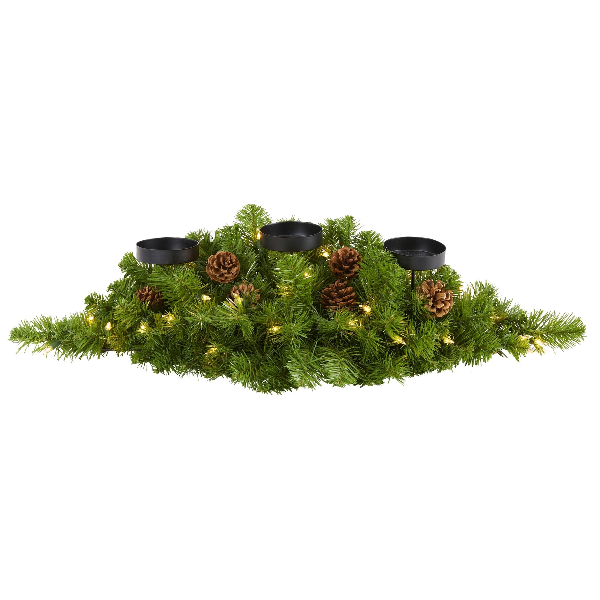 30 Christmas Pine Triple Candelabrum with 35 Clear Lights