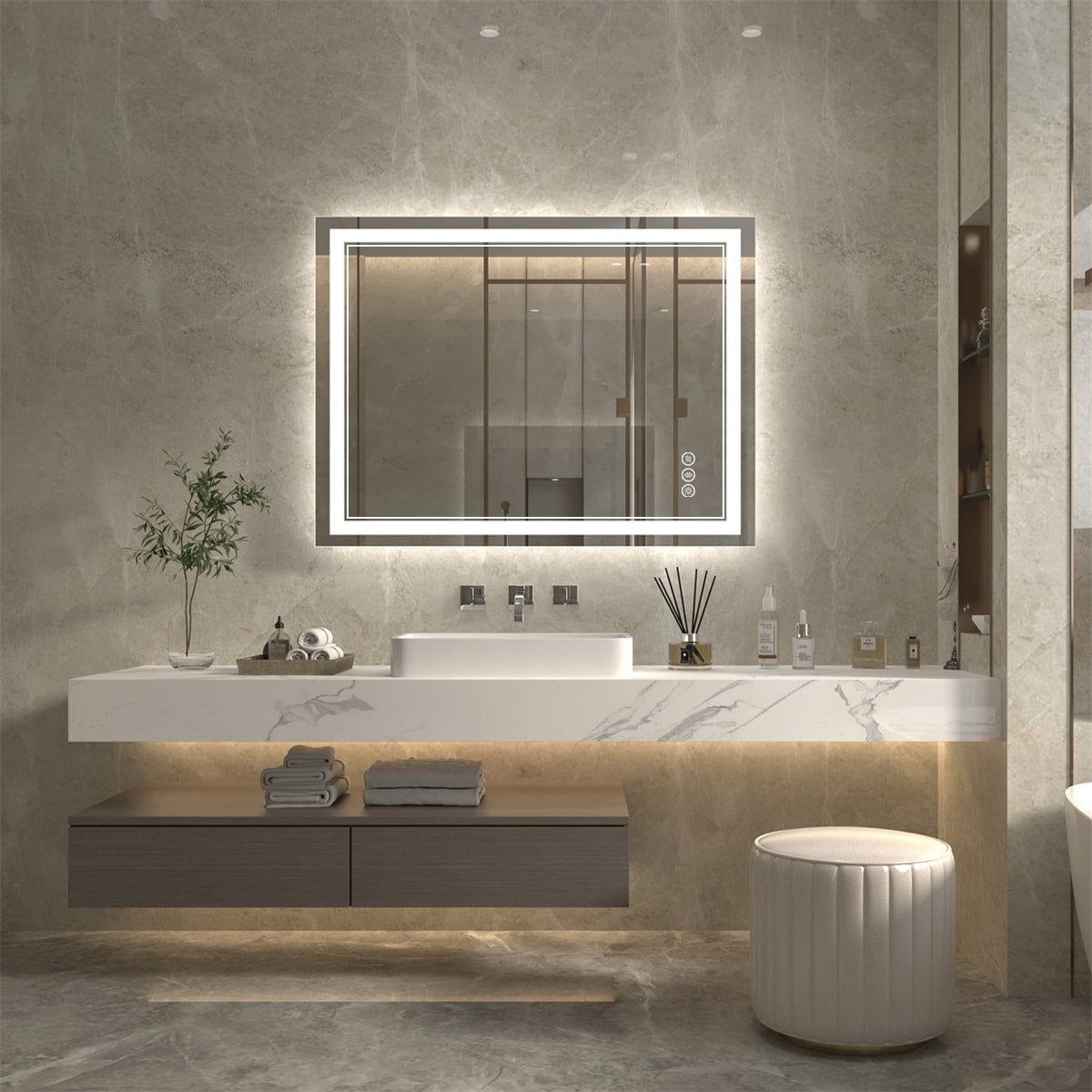 ExBrite Anti-Fog LED Bathroom Mirror with Endless Dimming