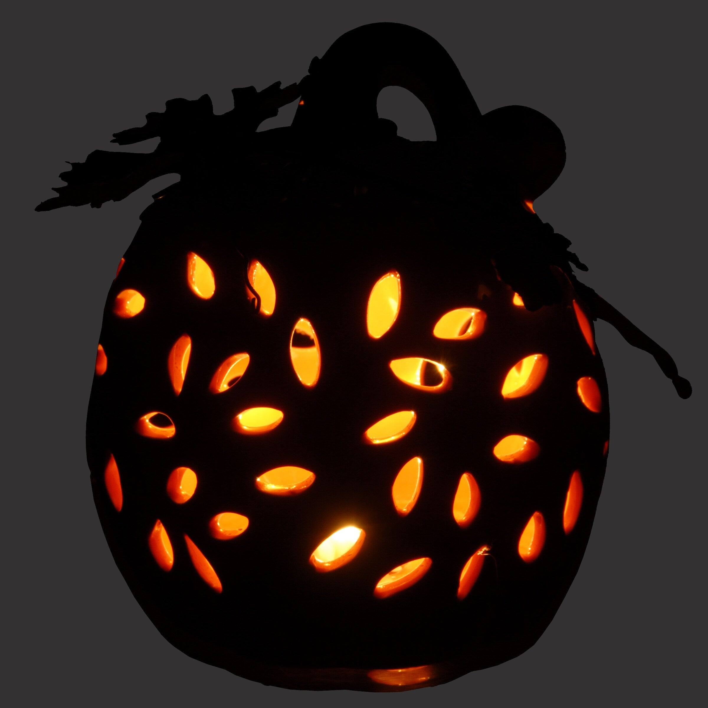 National Tree Company Halloween Ceramic Pumpkin Decoration, LED Lights, Autumn Collection, 6 inches - 6 in