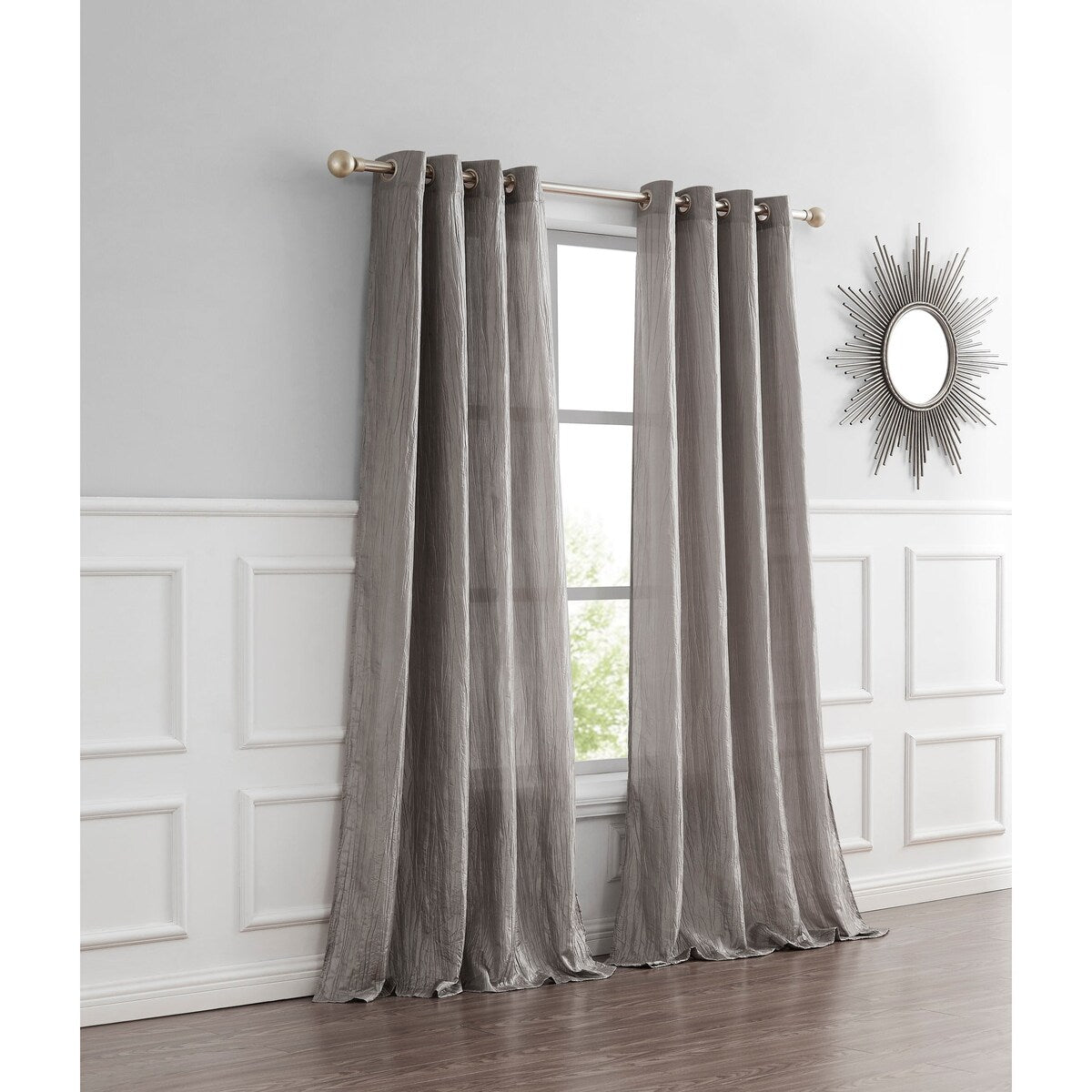 Dainty Home Verona Crushed Silk Light Filtering Grommet Single Panel Extra Wide Curtains