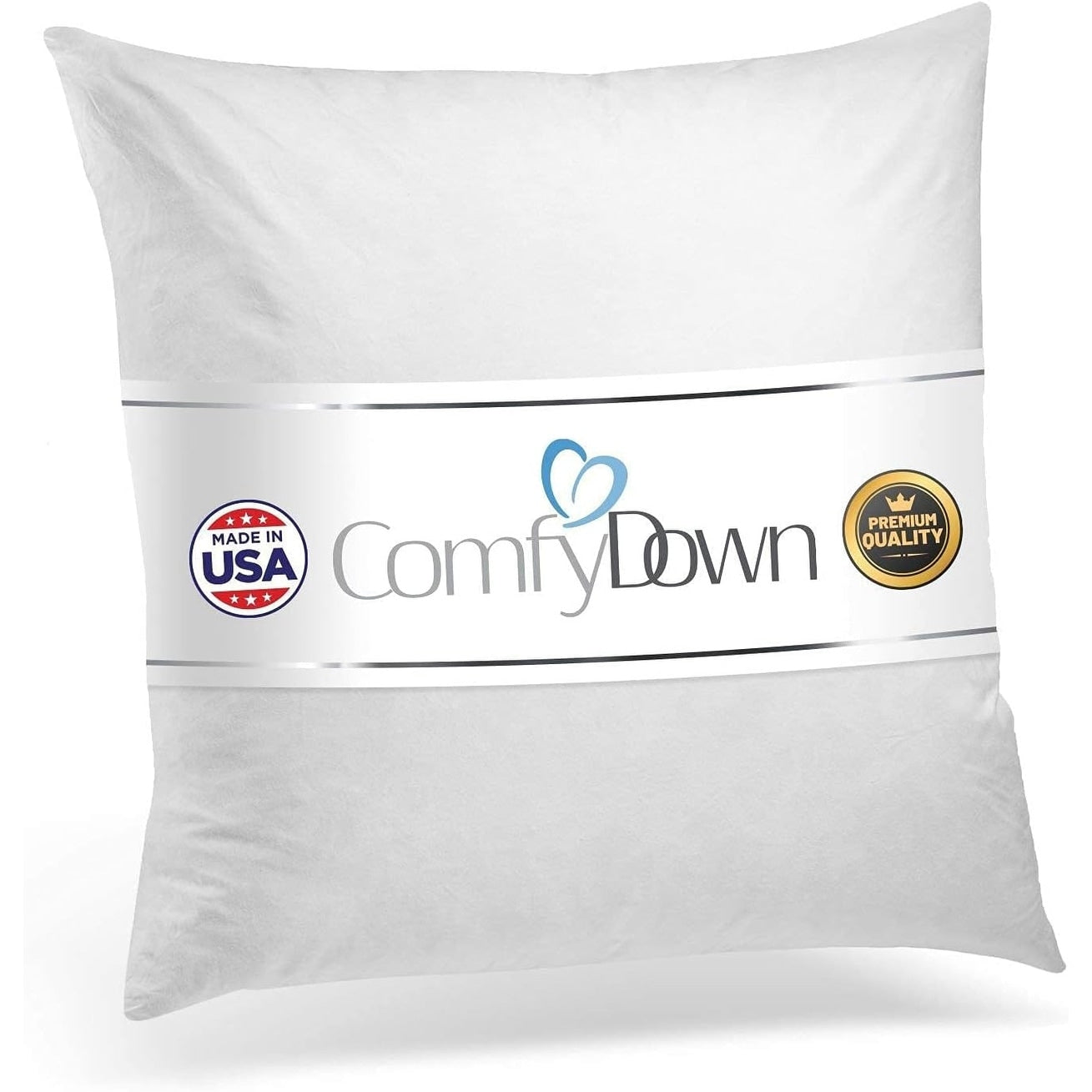 ComfyDown 95% Feather, 5% Down Square 100% Cotton Cover Decorative Pillow Insert