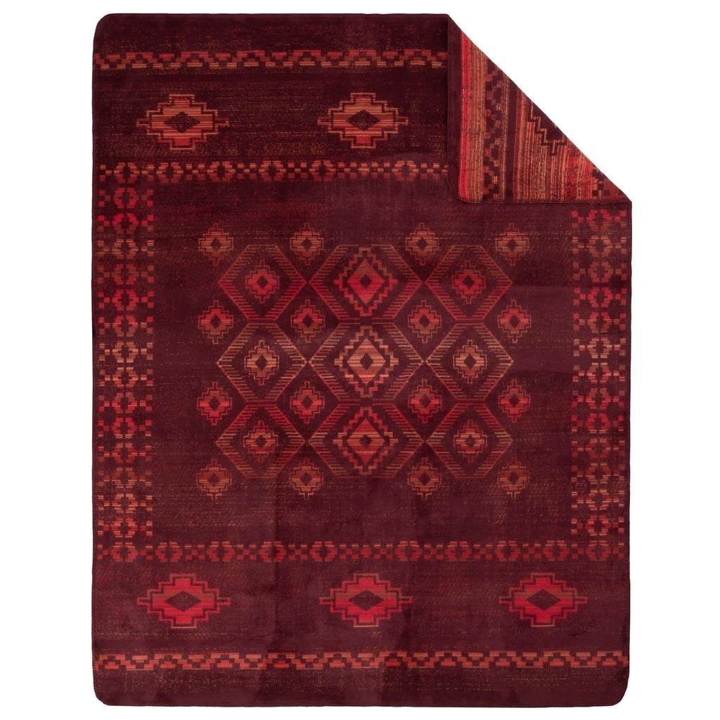 IBENA Southwestern Burgundy Fall Inspired Cozy Throw Blanket 'Gaya'